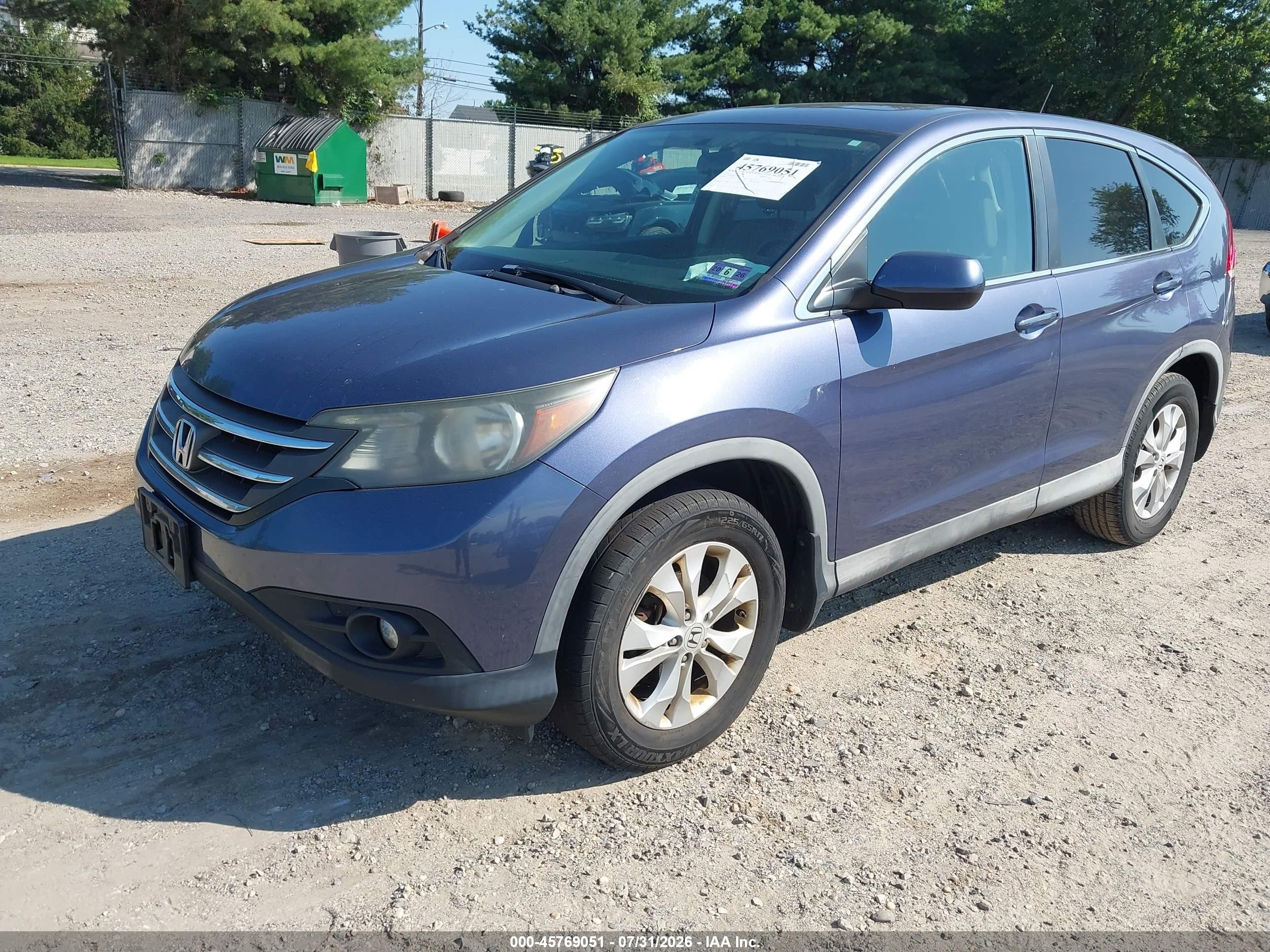 2013 Honda Cr-v Ex Blue vin: 2HKRM4H52DH675408