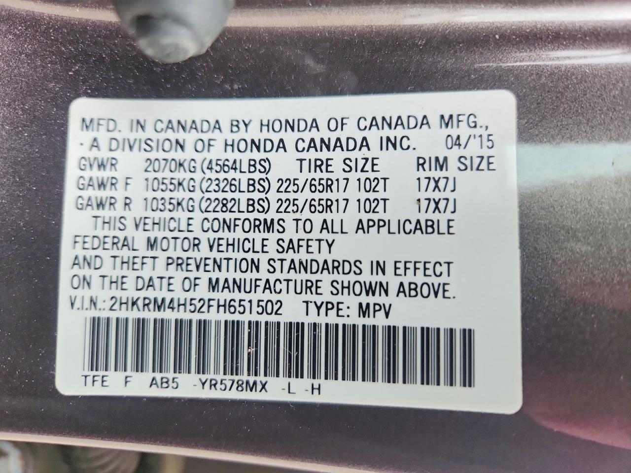 2015 Honda Cr-v Ex Gray vin: 2HKRM4H52FH651502
