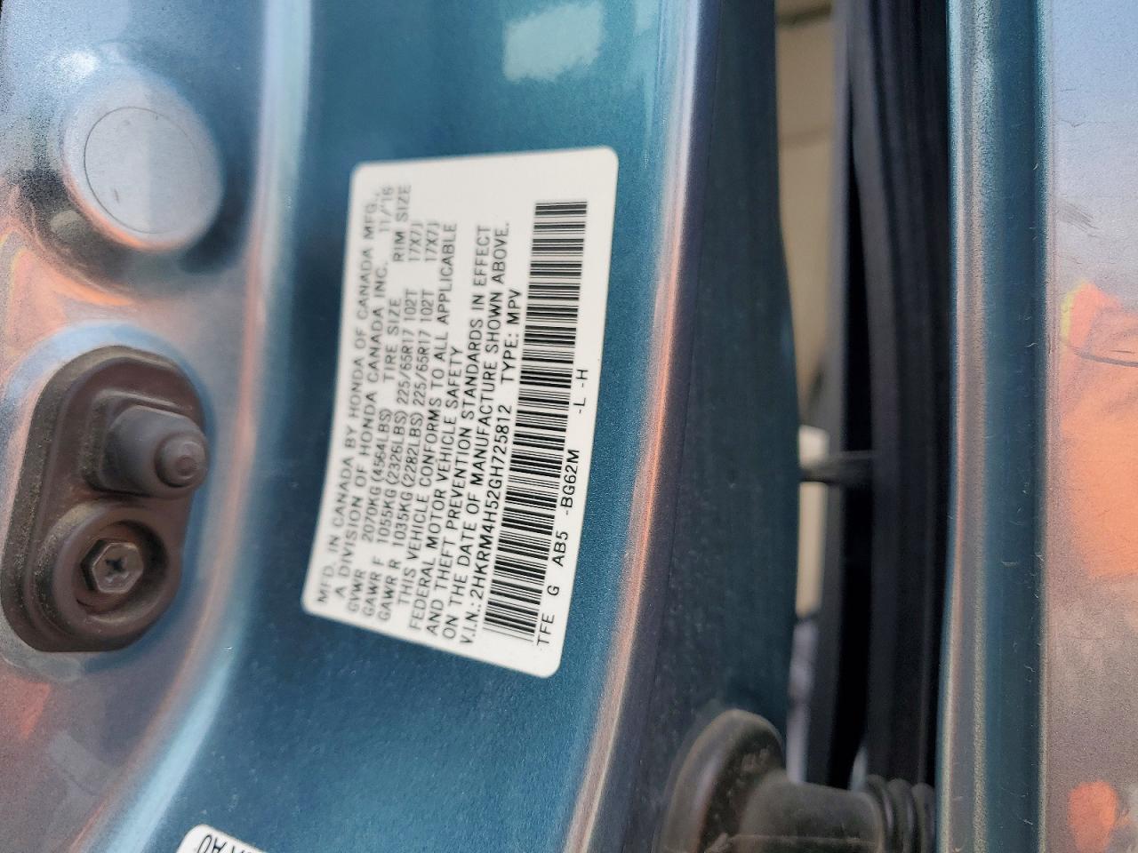 2016 Honda Cr-v Ex Blue vin: 2HKRM4H52GH725812
