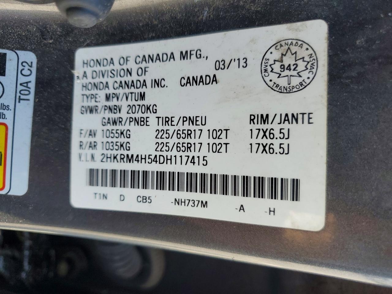 2013 Honda Cr-v Ex Gray vin: 2HKRM4H54DH117415