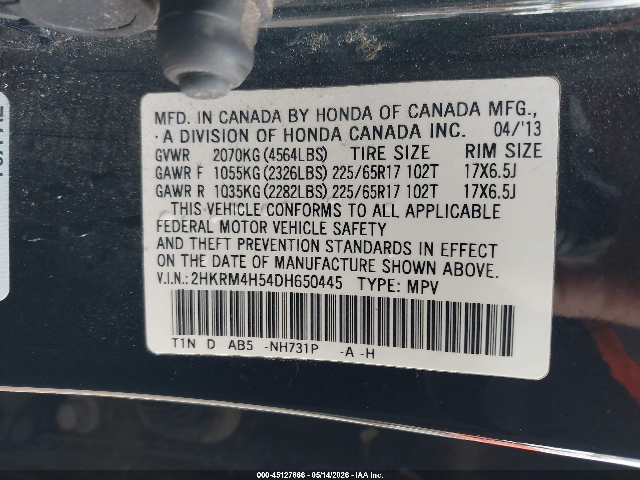 2013 Honda Cr-v Ex Черный vin: 2HKRM4H54DH650445