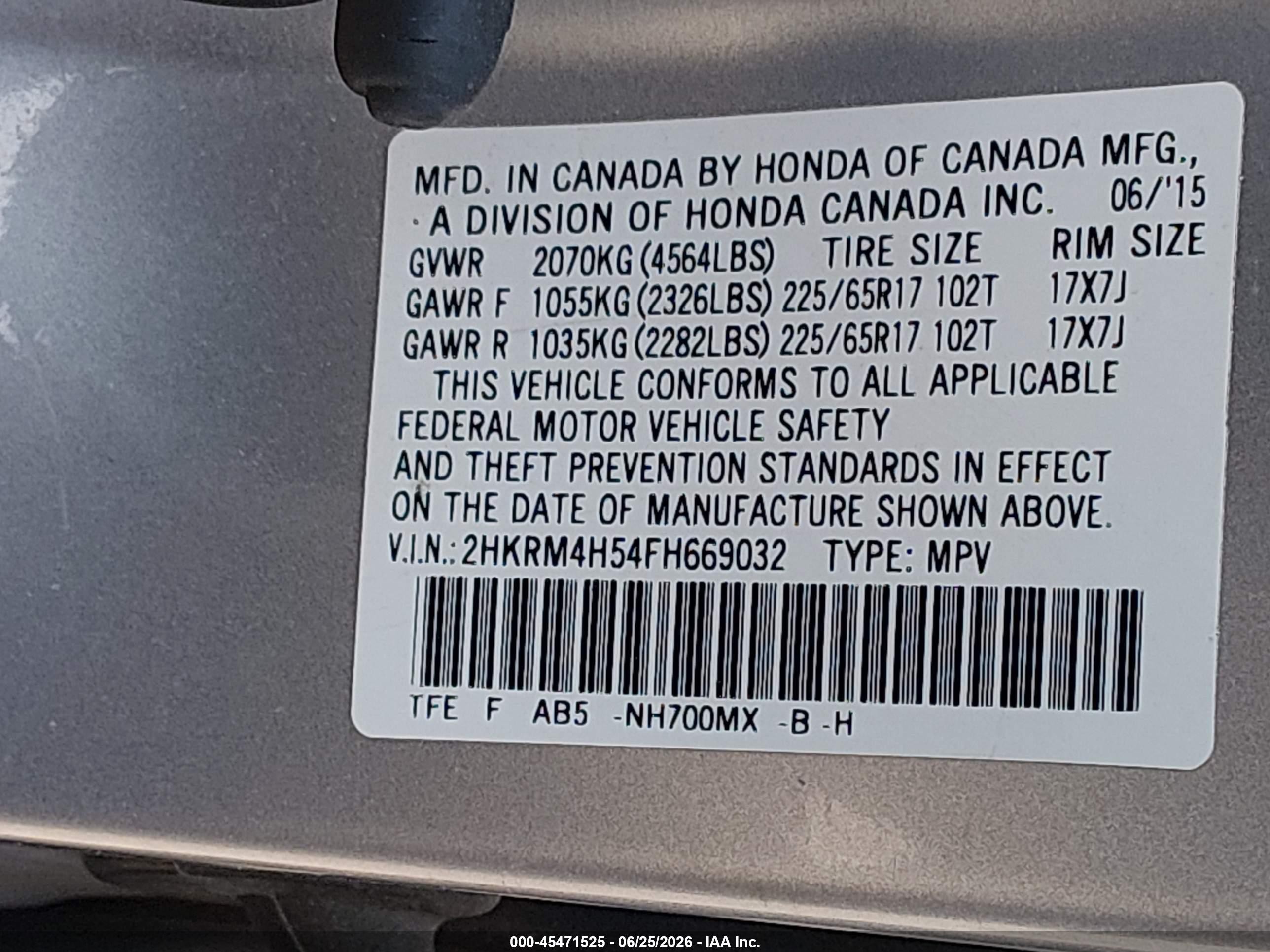 2015 Honda Cr-v Ex Gray vin: 2HKRM4H54FH669032