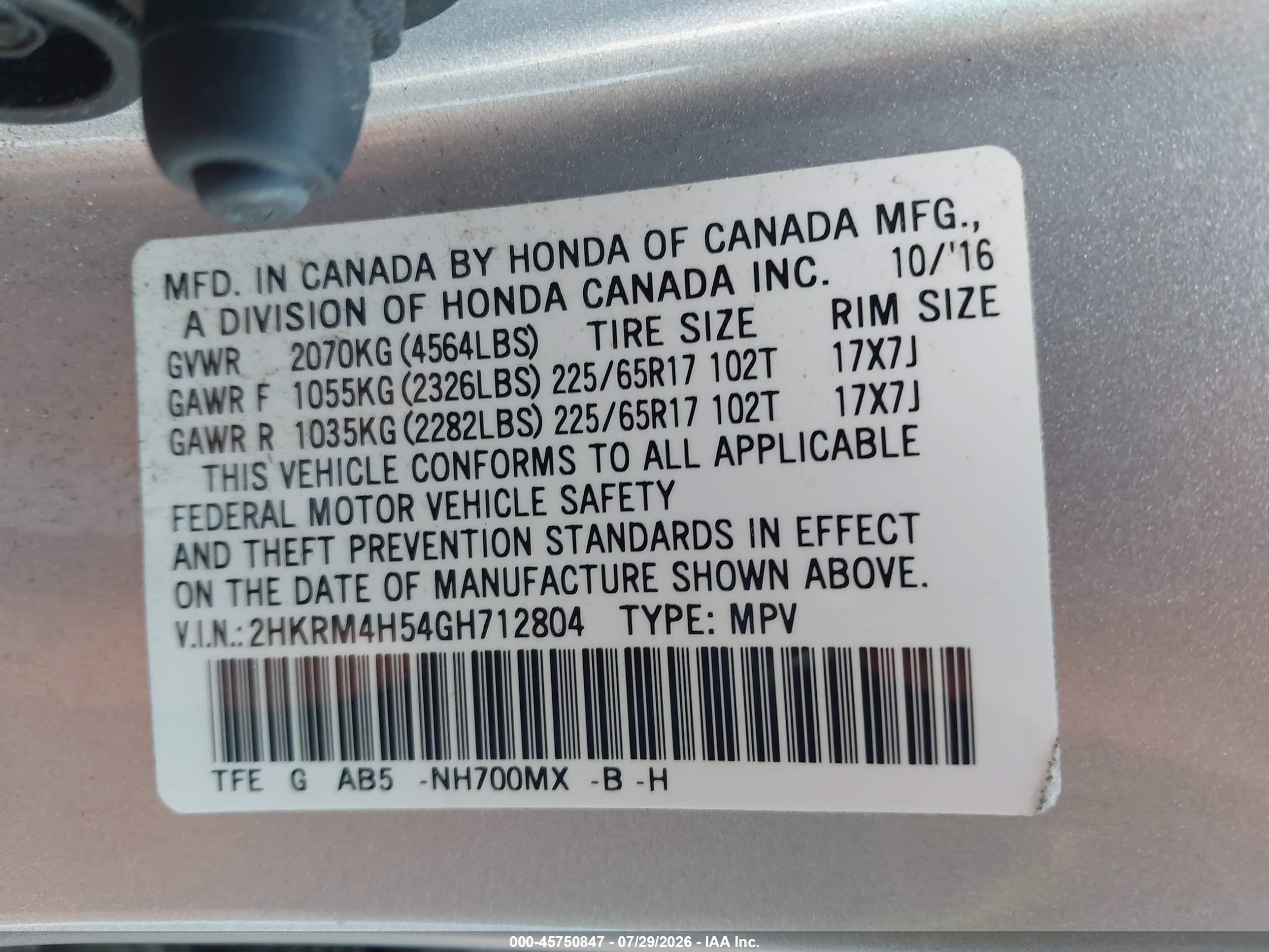 2016 Honda Cr-v Ex Silver vin: 2HKRM4H54GH712804