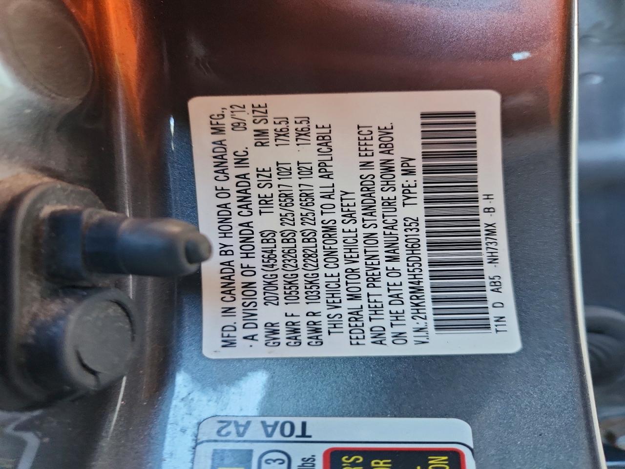 2013 Honda Cr-v Ex Gray vin: 2HKRM4H55DH601352