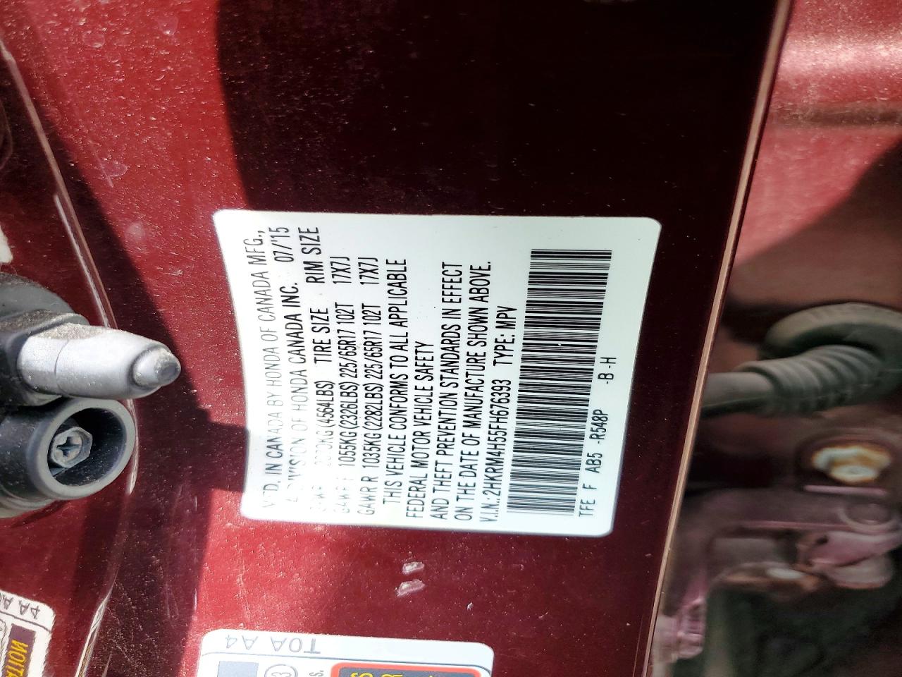 2015 Honda Cr-v Ex Burgundy vin: 2HKRM4H55FH676393