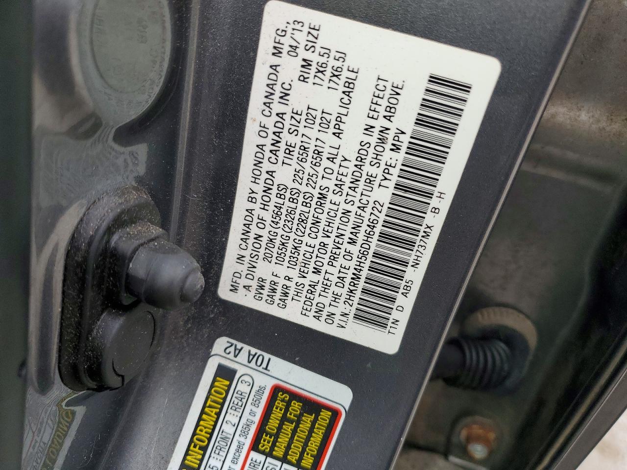 2013 Honda Cr-v Ex Gray vin: 2HKRM4H56DH646722