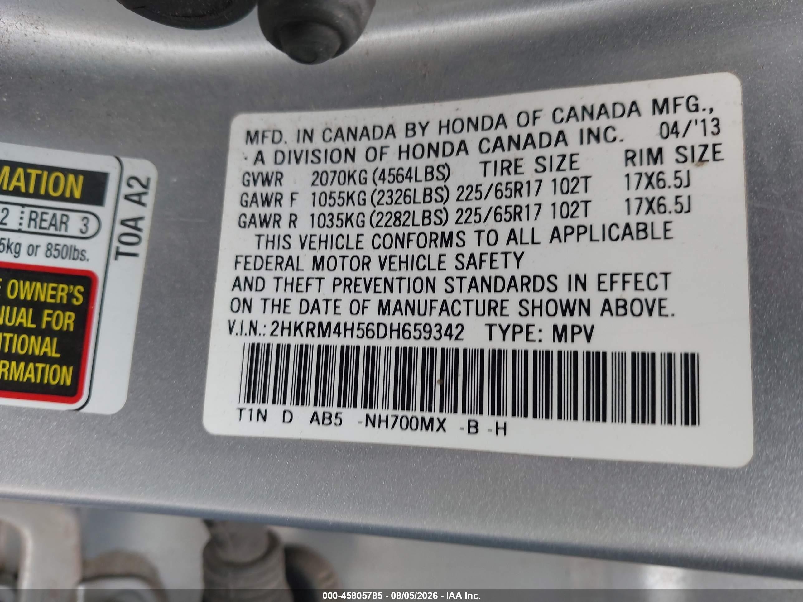 2013 Honda Cr-v Ex Silver vin: 2HKRM4H56DH659342