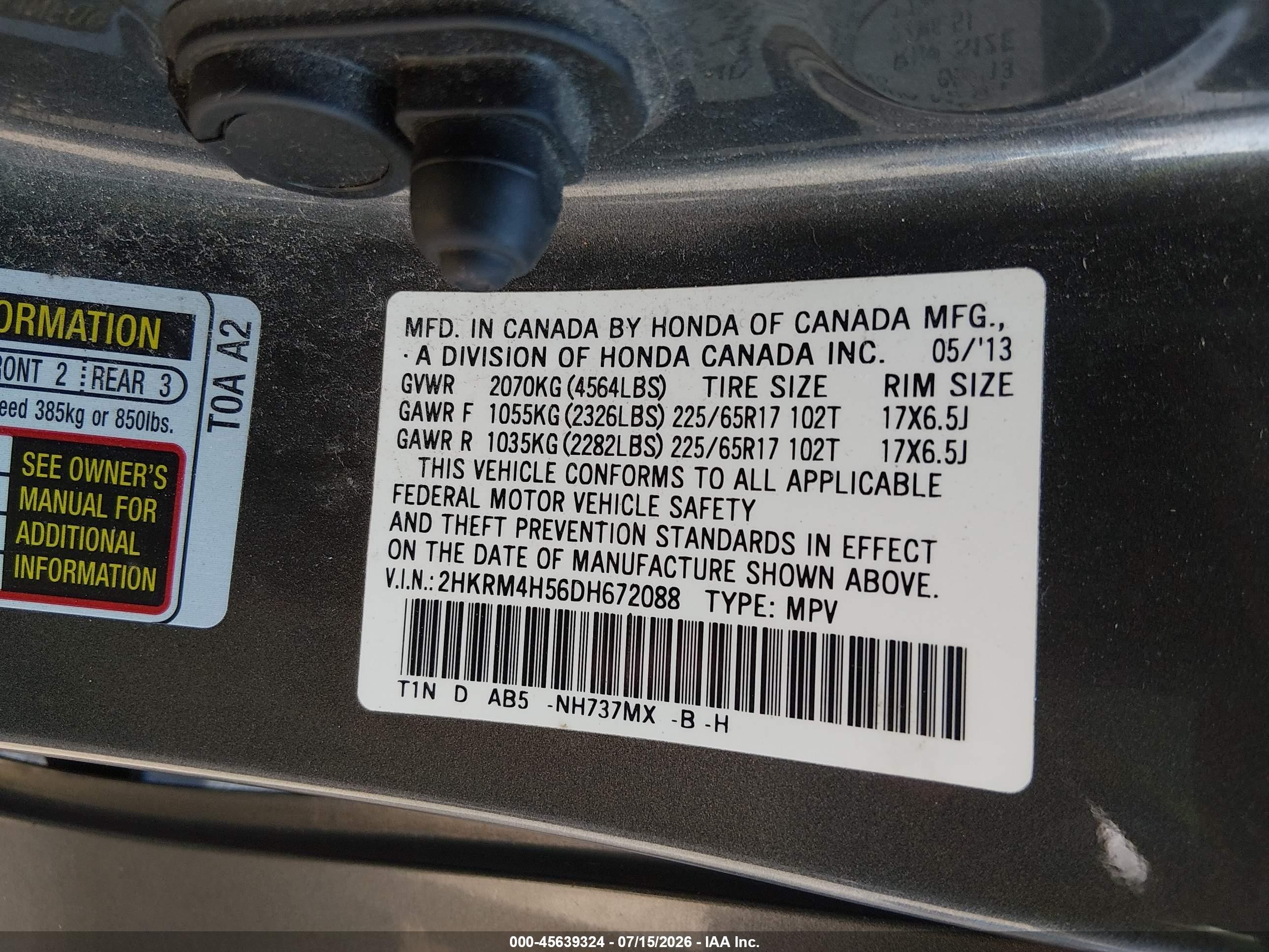 2013 Honda Cr-v Ex Black vin: 2HKRM4H56DH672088