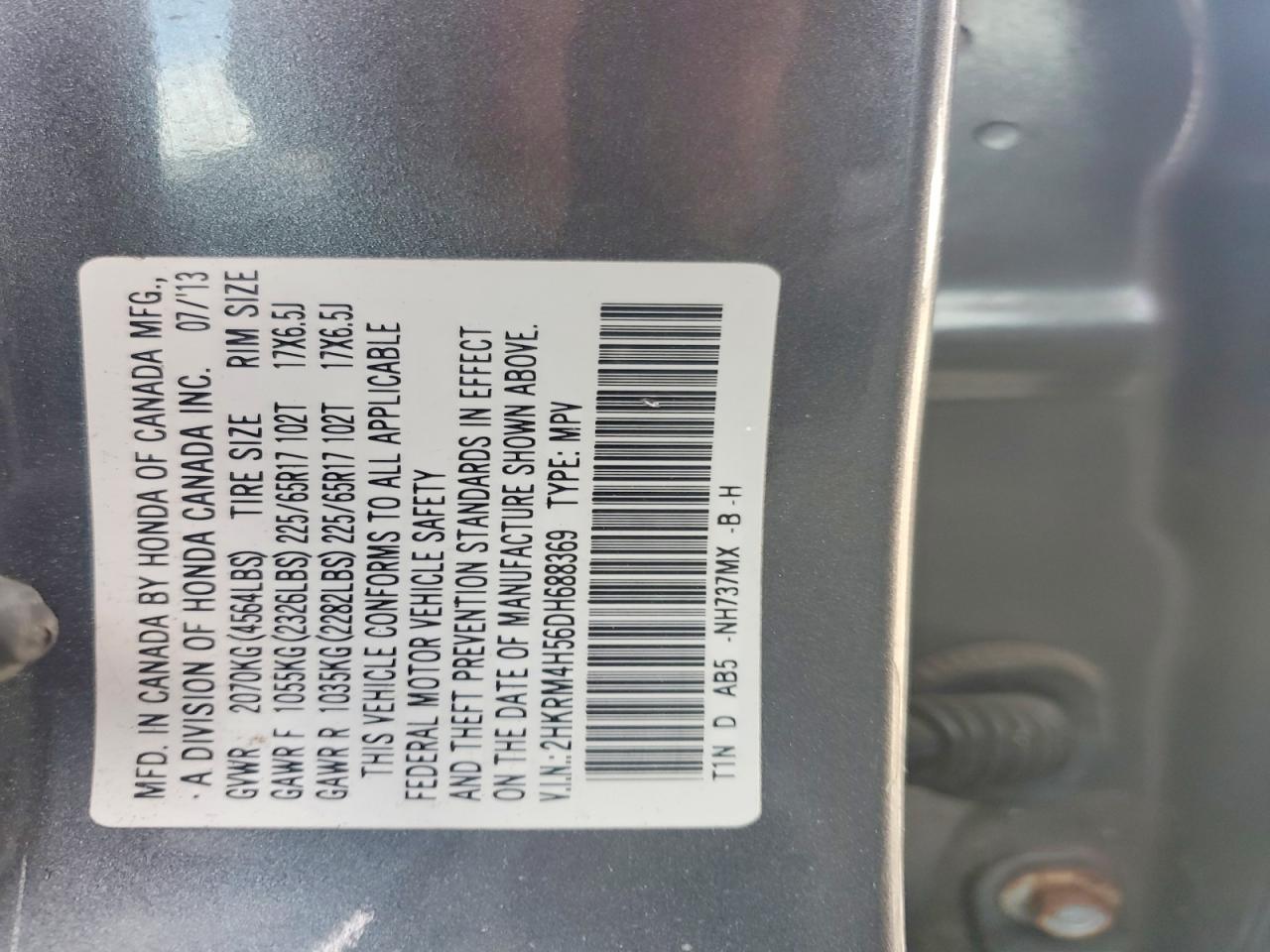 2013 Honda Cr-v Ex Gray vin: 2HKRM4H56DH688369