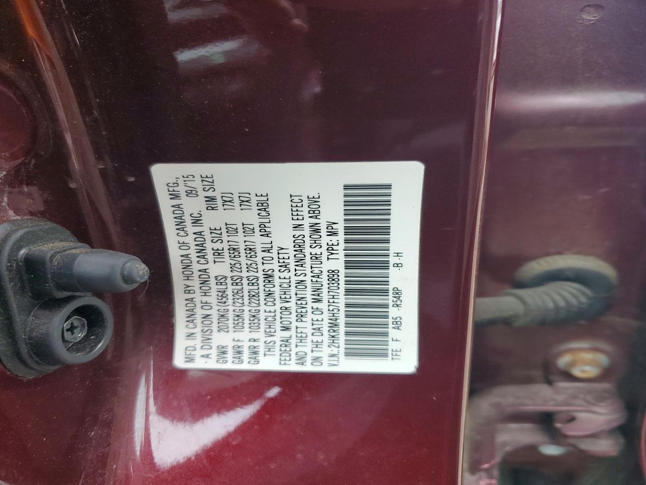 2015 Honda Cr-v Ex Burgundy vin: 2HKRM4H57FH703898