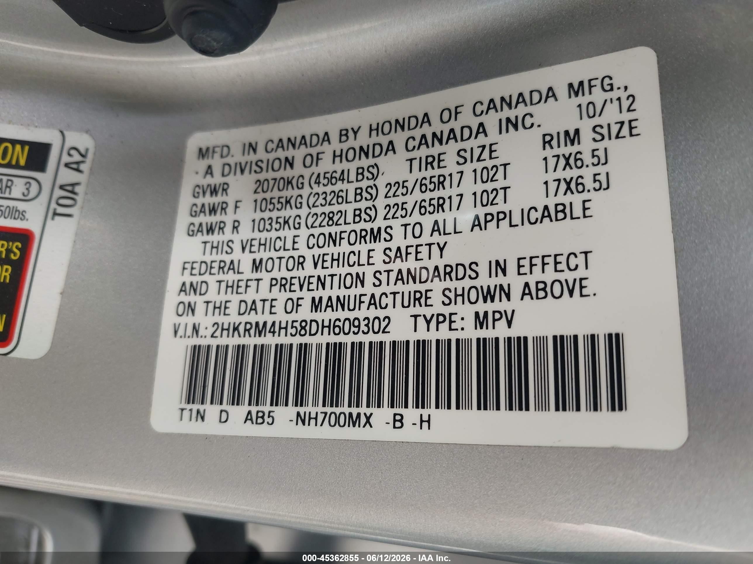 2013 Honda Cr-v Ex Silver vin: 2HKRM4H58DH609302