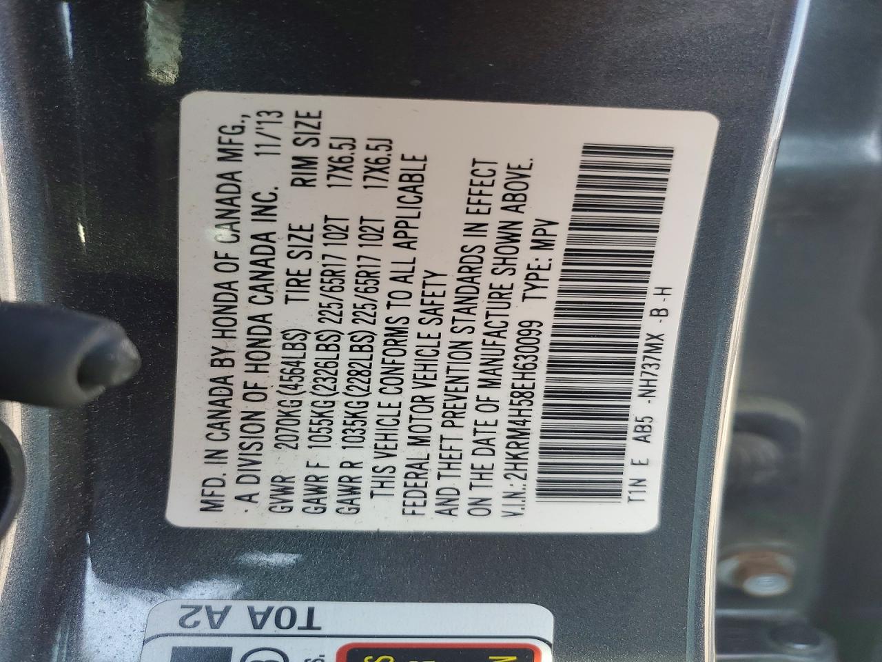2014 Honda Cr-v Ex Gray vin: 2HKRM4H58EH630099