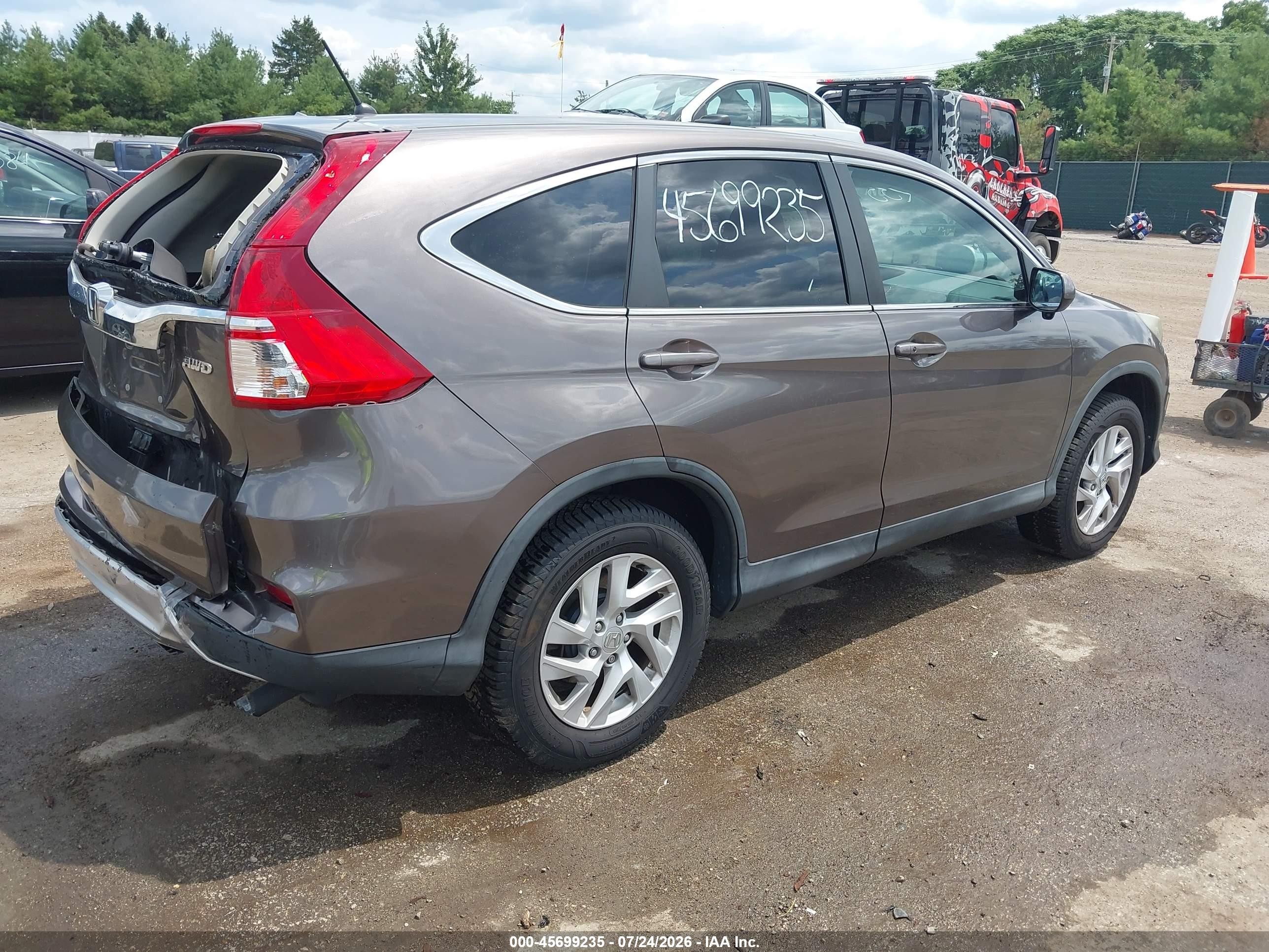 2015 Honda Cr-v Ex Gray vin: 2HKRM4H58FH666568