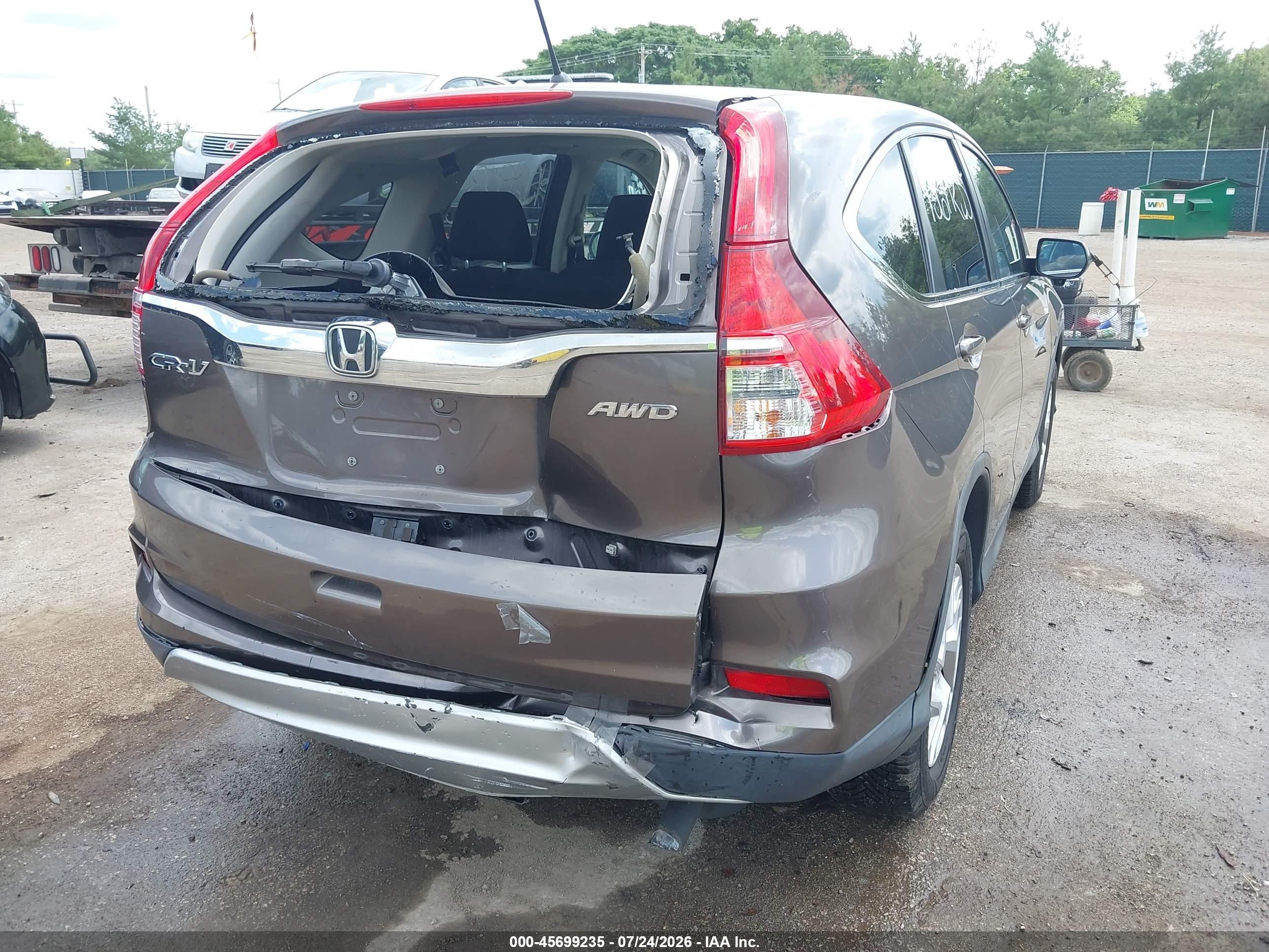 2015 Honda Cr-v Ex Gray vin: 2HKRM4H58FH666568