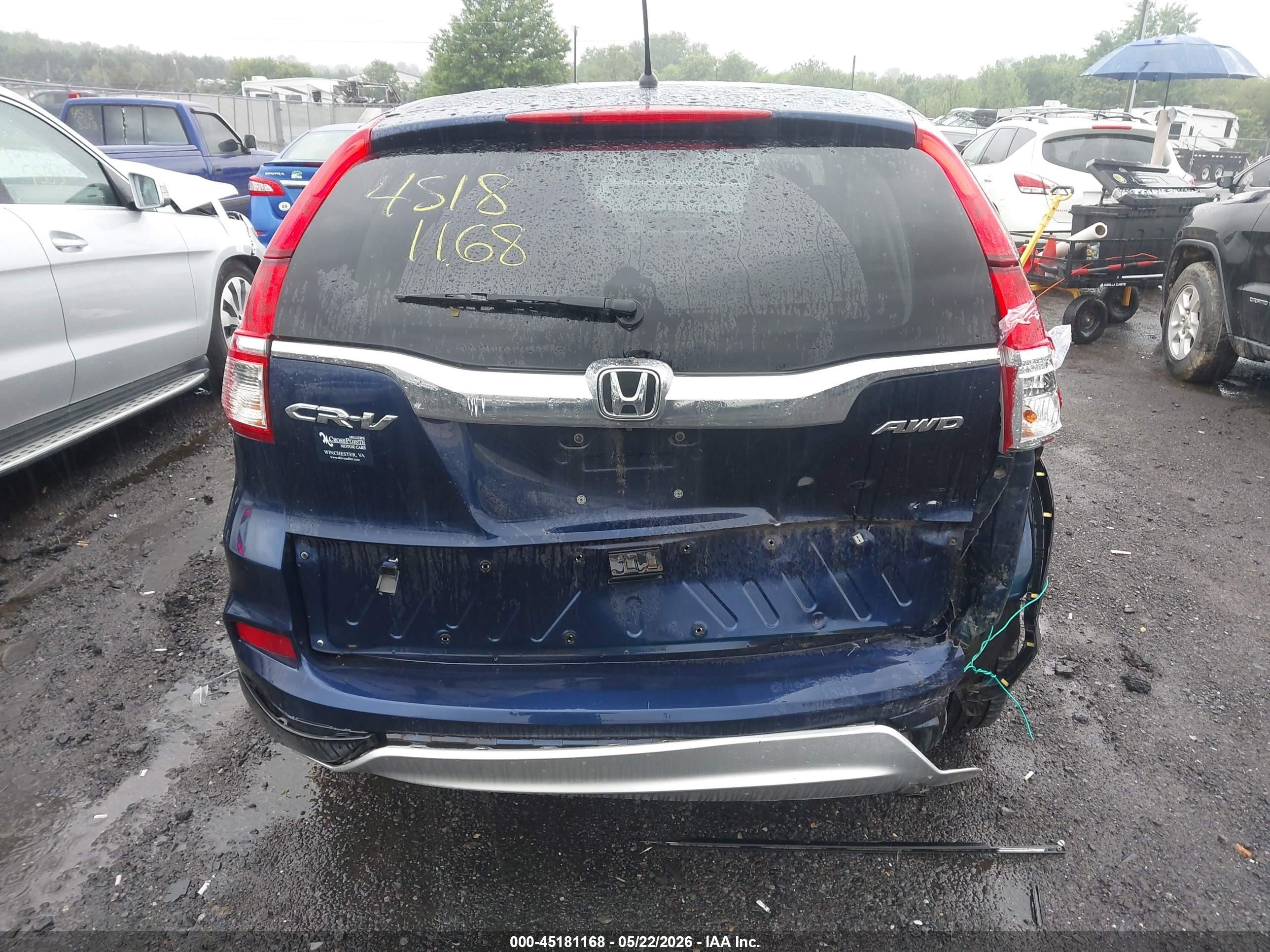 2016 Honda Cr-v Ex Blue vin: 2HKRM4H58GH627755