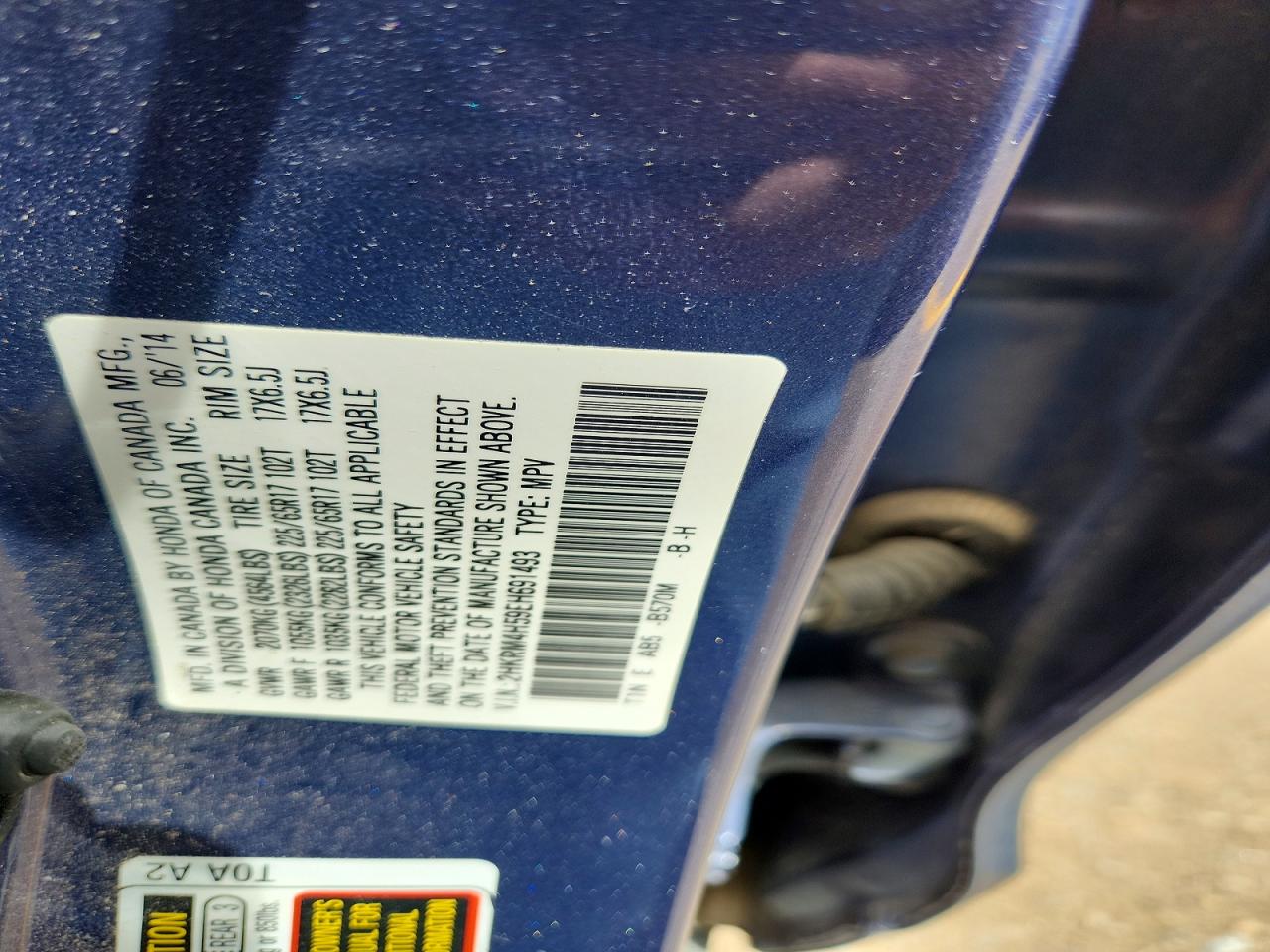 2014 Honda Cr-v Ex Blue vin: 2HKRM4H59EH691493