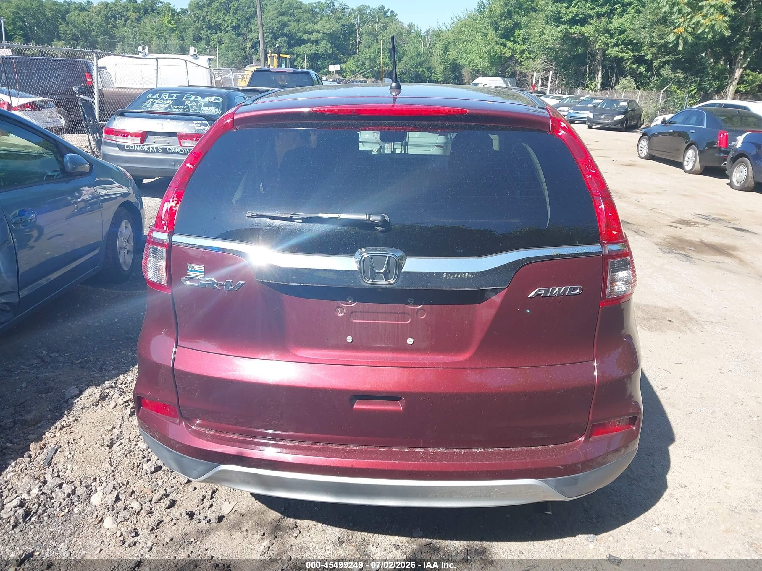 2015 Honda Cr-v Ex Burgundy vin: 2HKRM4H59FH613684