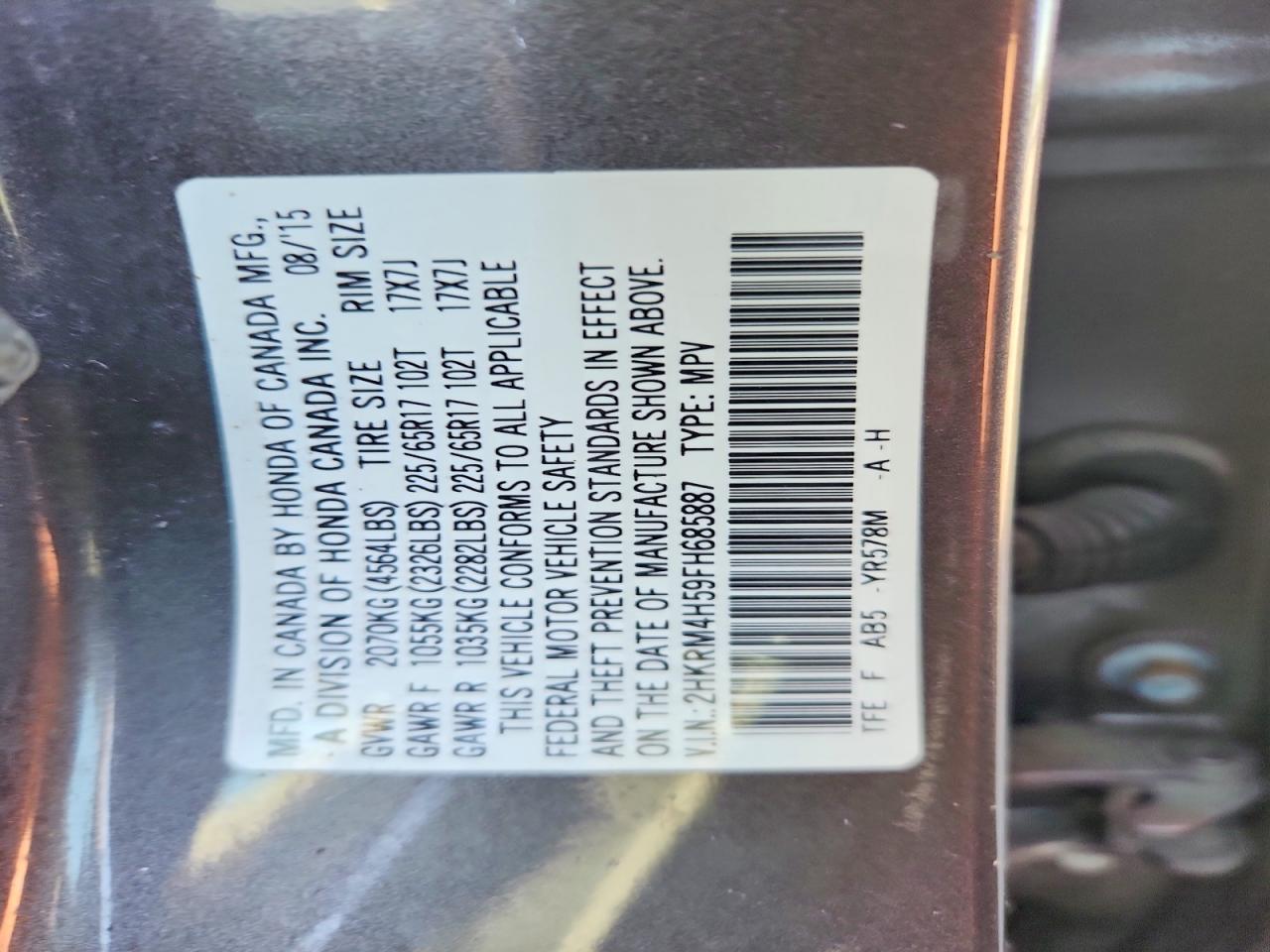 2015 Honda Cr-v Ex Gray vin: 2HKRM4H59FH685887