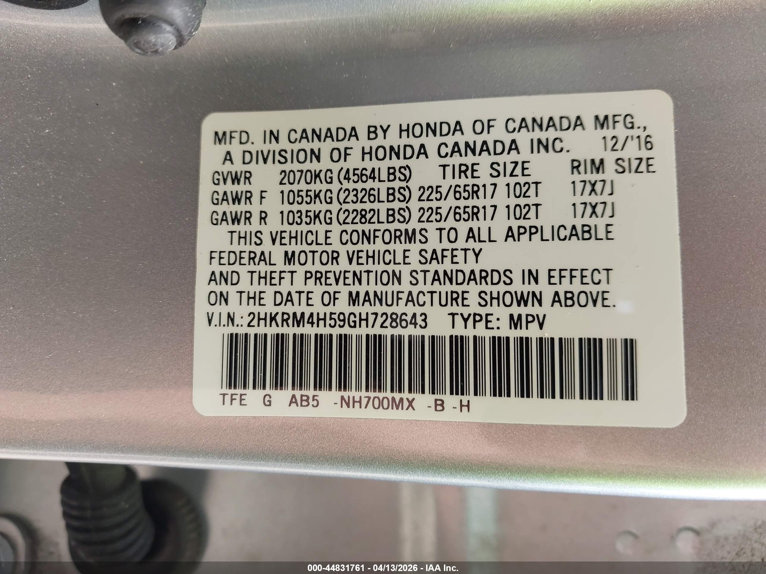2016 Honda Cr-v Ex Silver vin: 2HKRM4H59GH728643