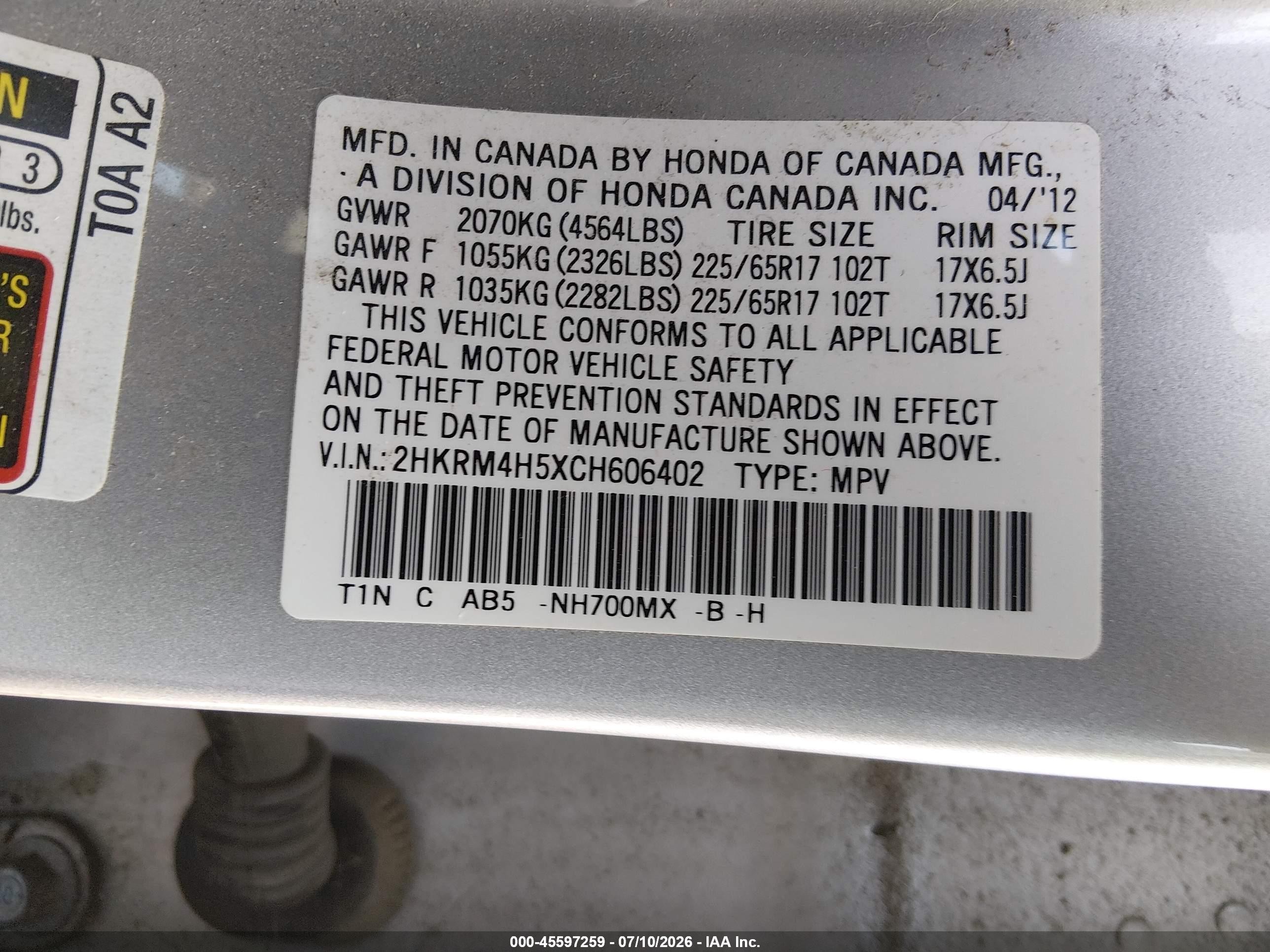 2012 Honda Cr-v Ex Silver vin: 2HKRM4H5XCH606402