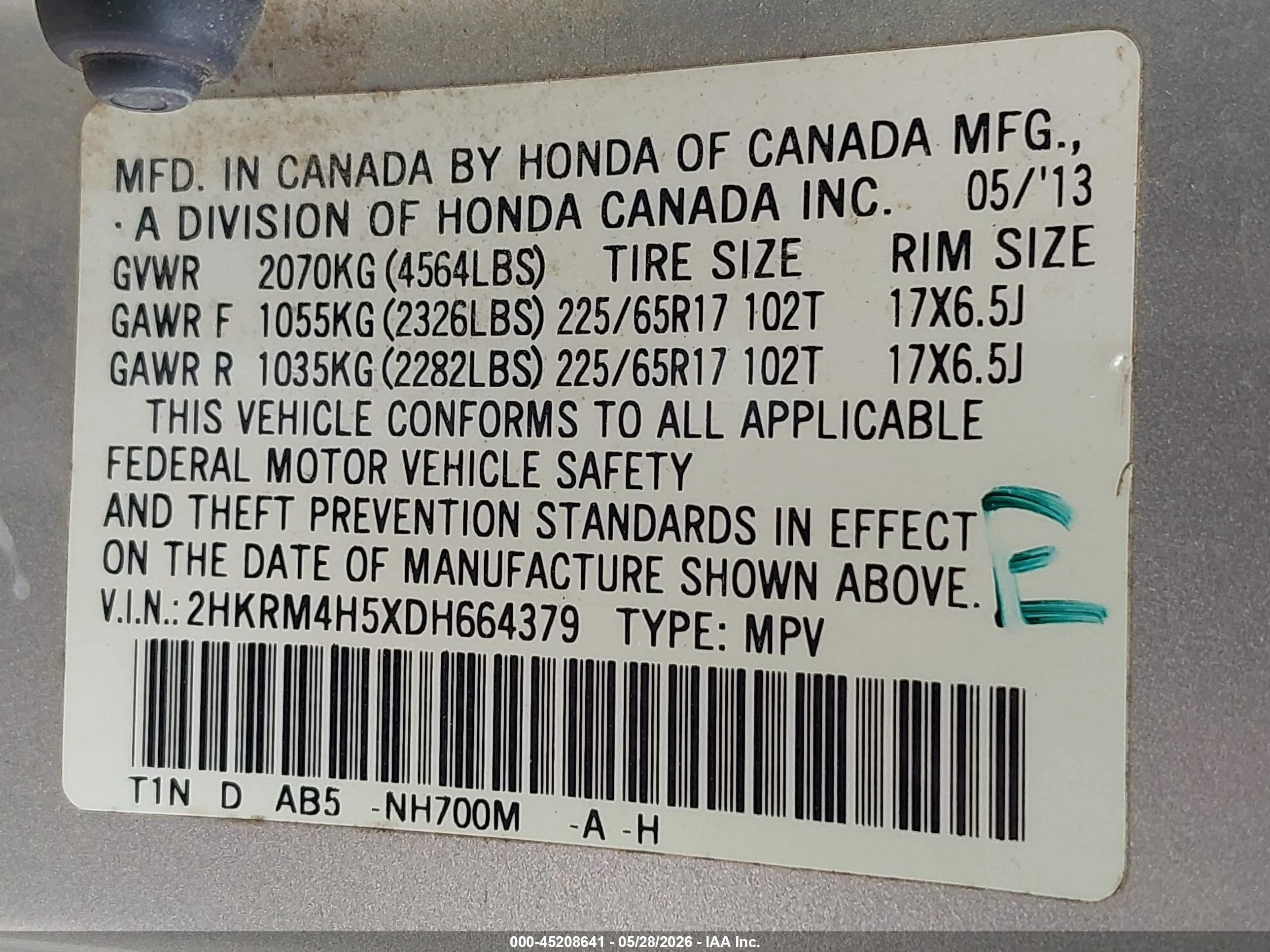2013 Honda Cr-v Ex Silver vin: 2HKRM4H5XDH664379