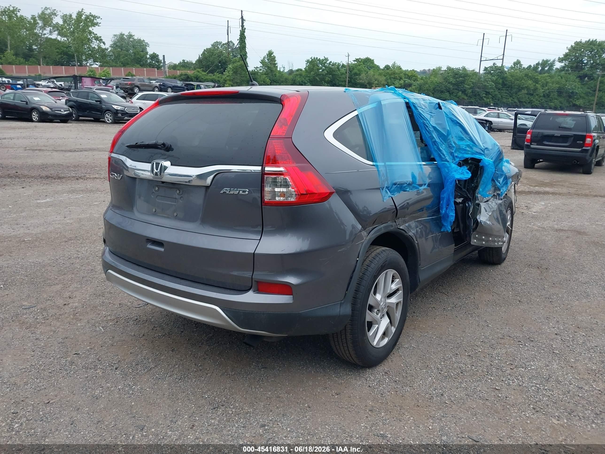 2015 Honda Cr-v Ex Серый vin: 2HKRM4H5XFH661050