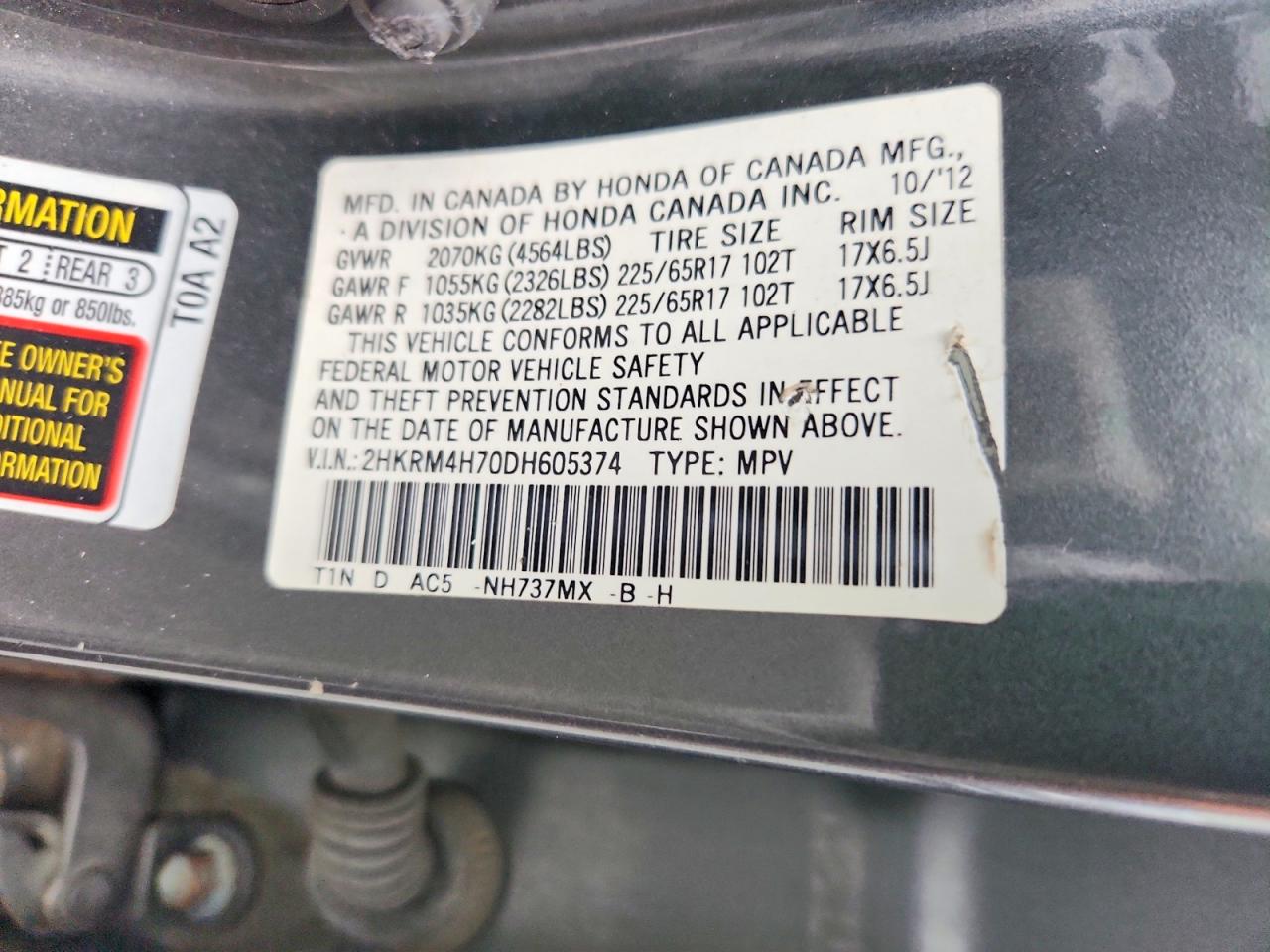 2013 Honda Cr-v Exl Gray vin: 2HKRM4H70DH605374