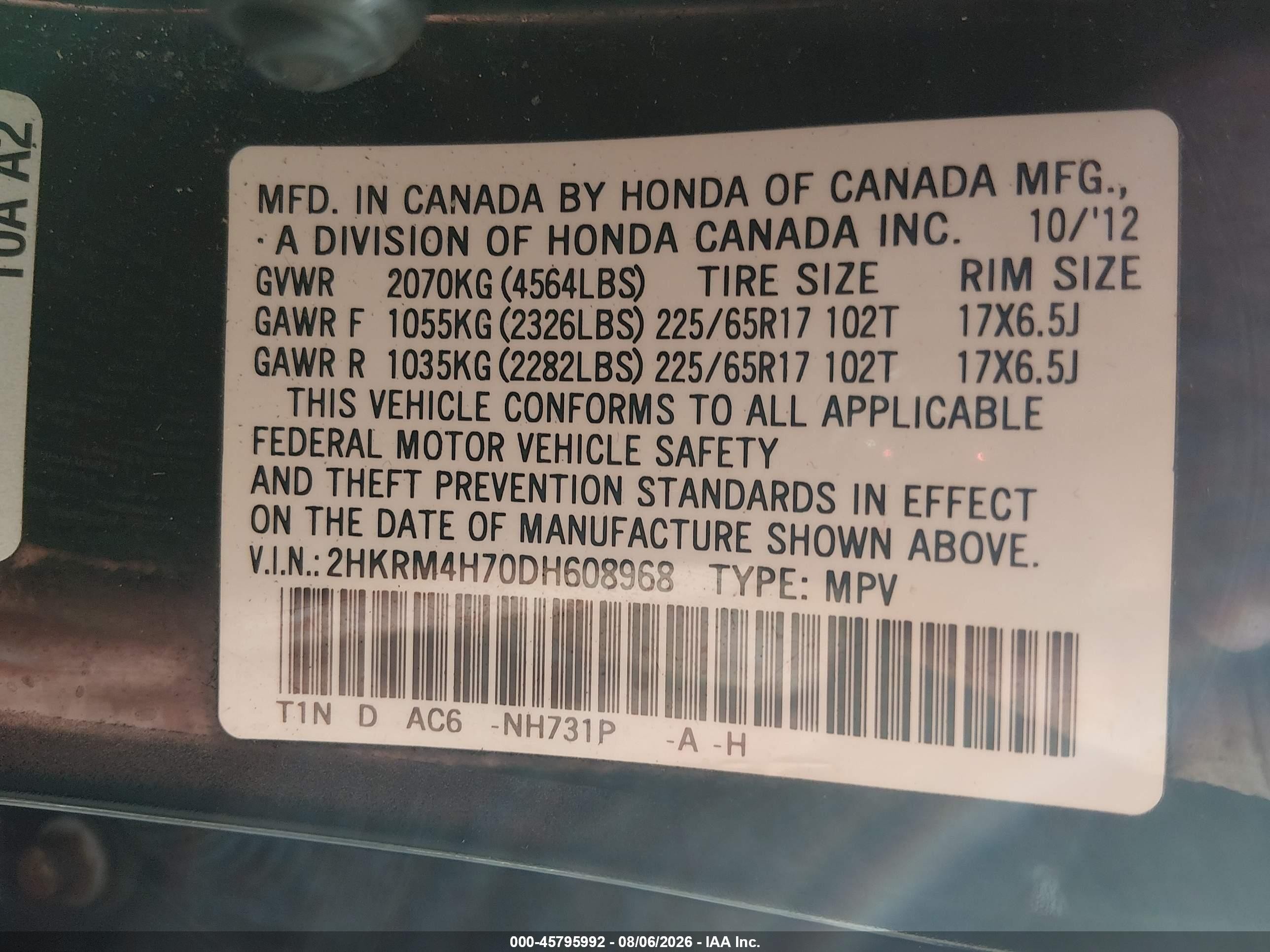 2013 Honda Cr-v Ex-l Black vin: 2HKRM4H70DH608968