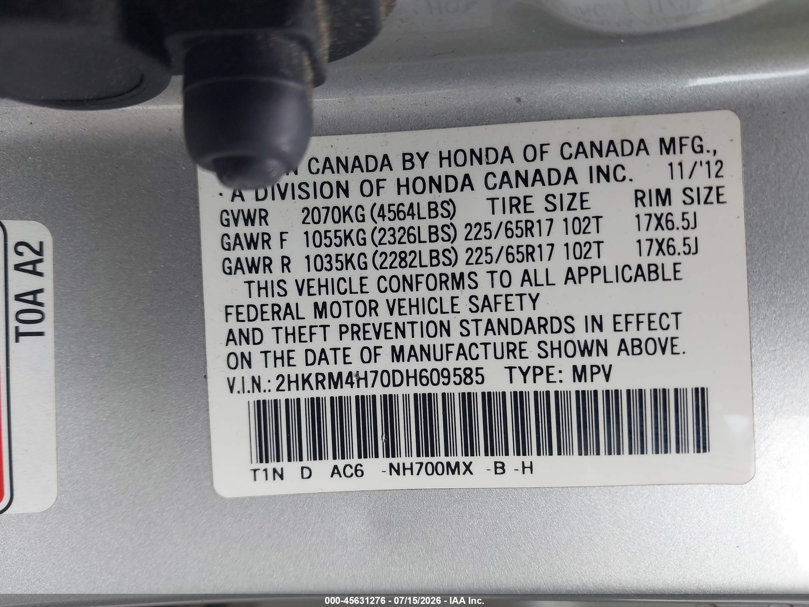 2013 Honda Cr-v Ex-l Silver vin: 2HKRM4H70DH609585