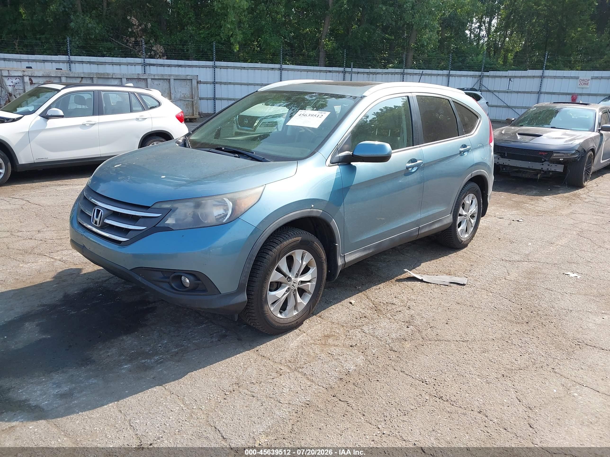 2014 Honda Cr-v Ex-l Light Blue vin: 2HKRM4H70EH611838