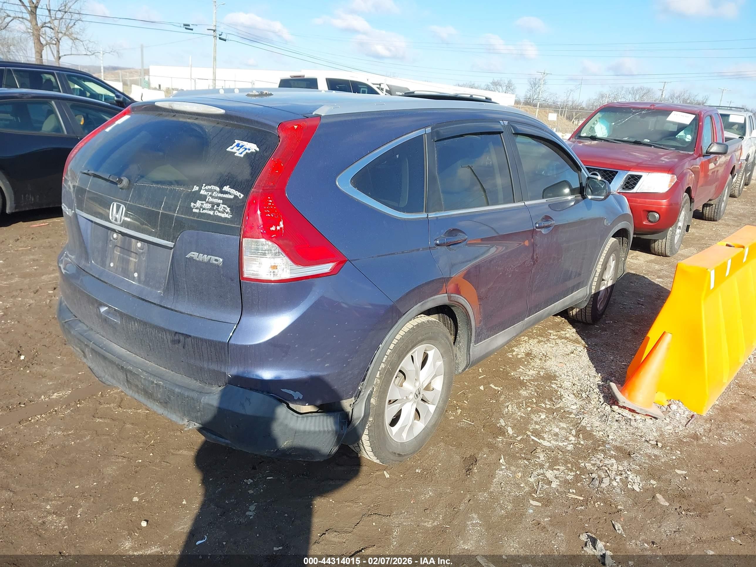 2014 Honda Cr-v Ex-l Blue vin: 2HKRM4H70EH634391
