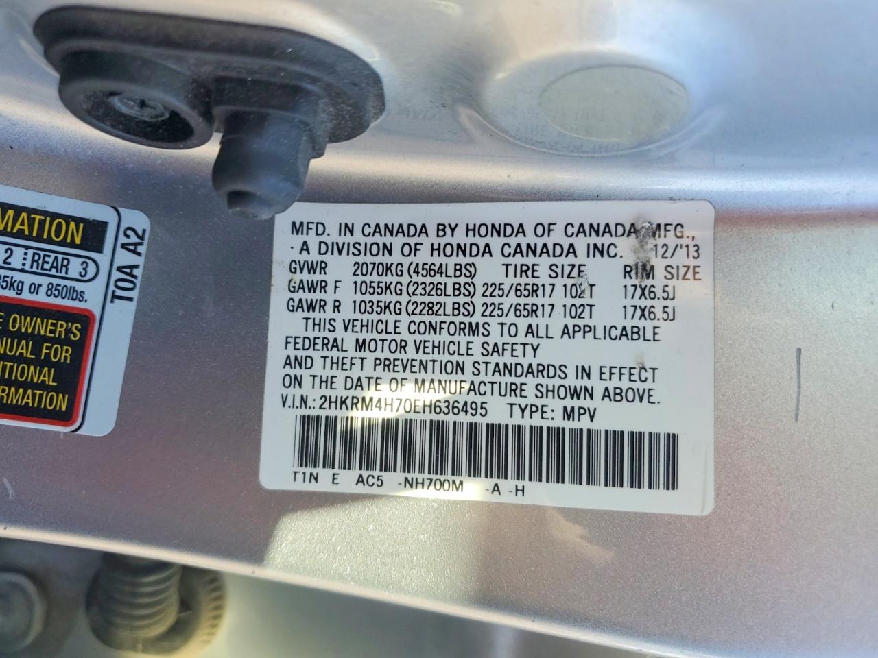 2014 Honda Cr-v Exl Silver vin: 2HKRM4H70EH636495