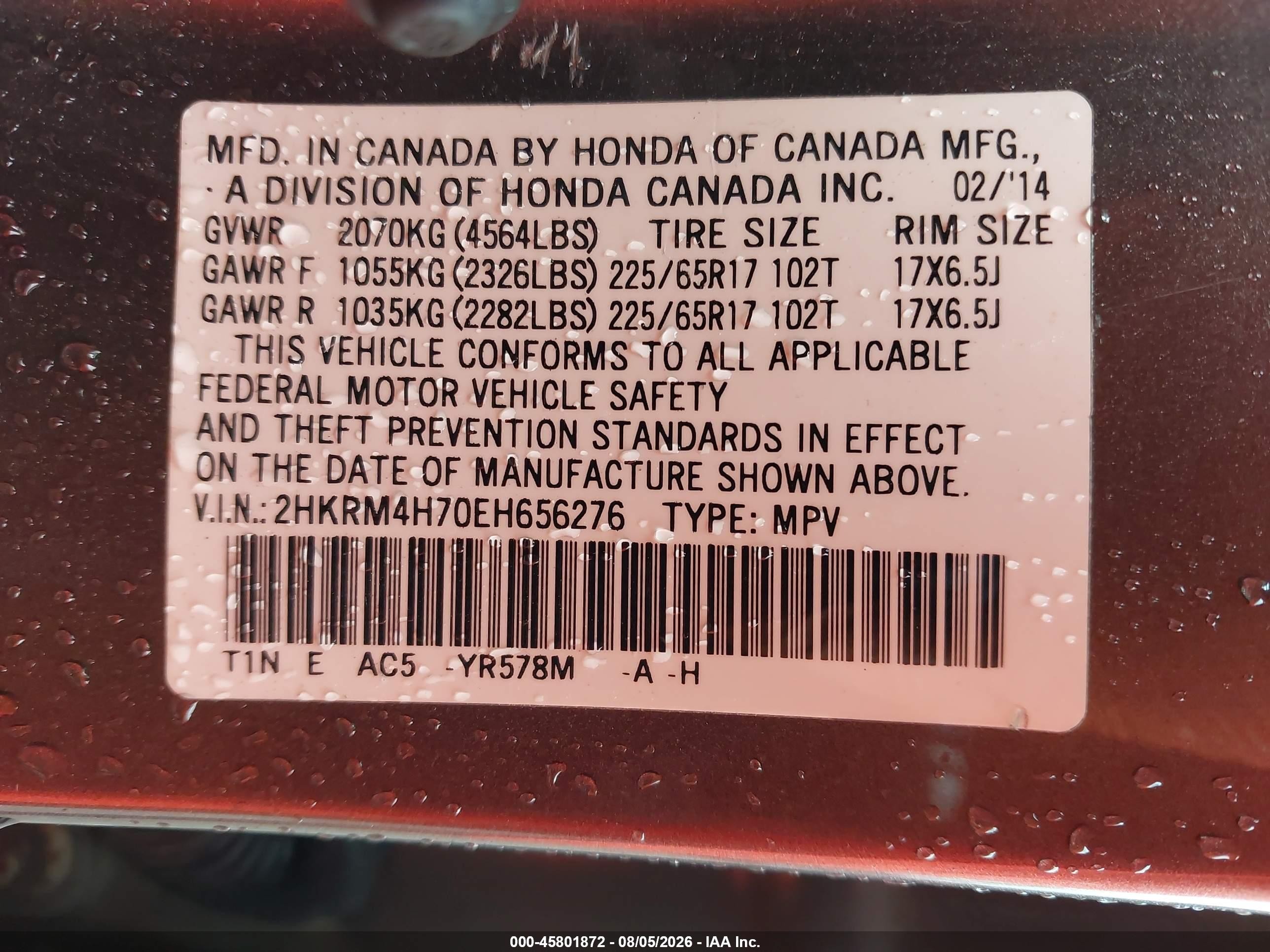 2014 Honda Cr-v Ex-l Gray vin: 2HKRM4H70EH656276