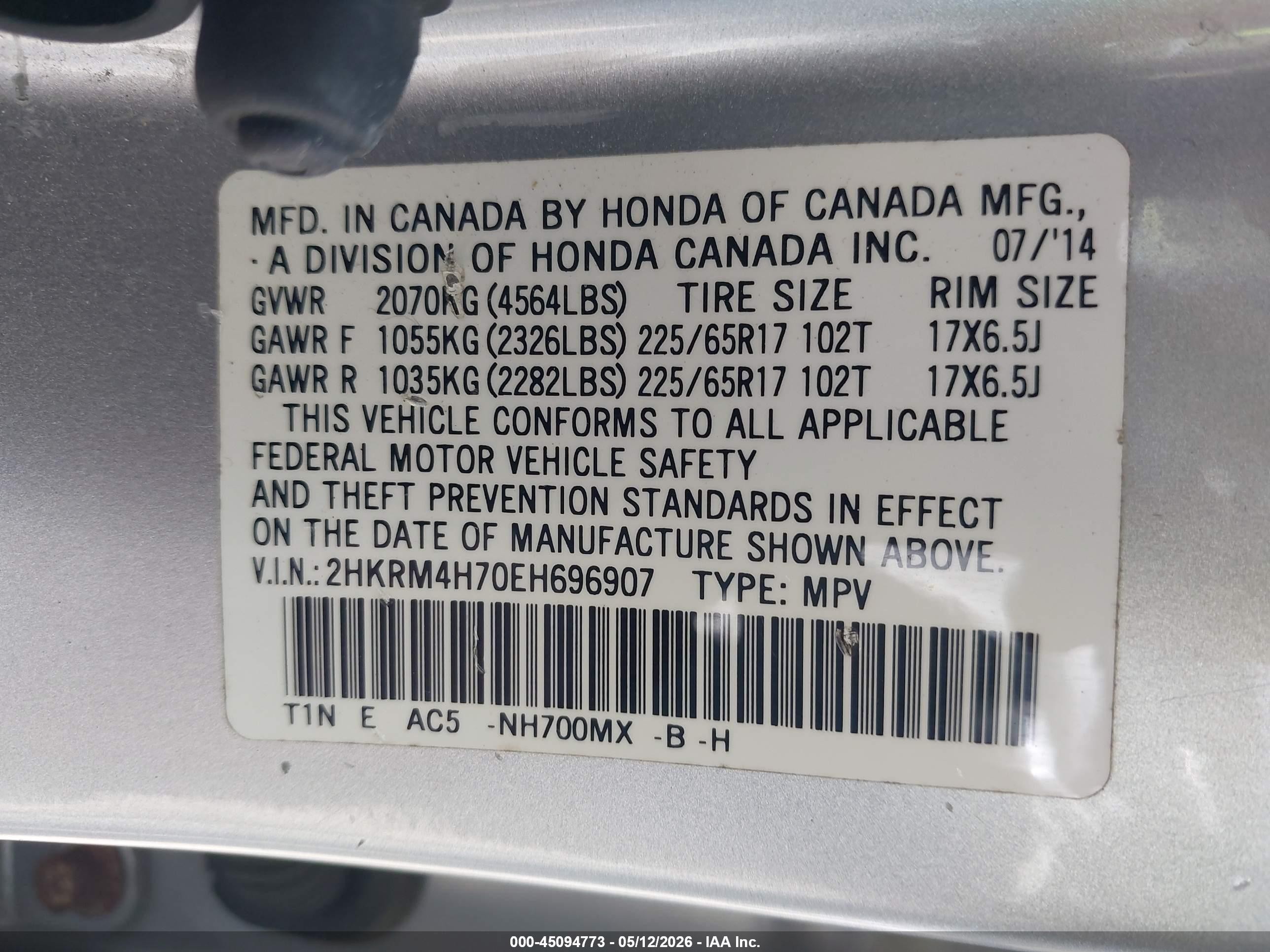 2014 Honda Cr-v Ex-l Silver vin: 2HKRM4H70EH696907