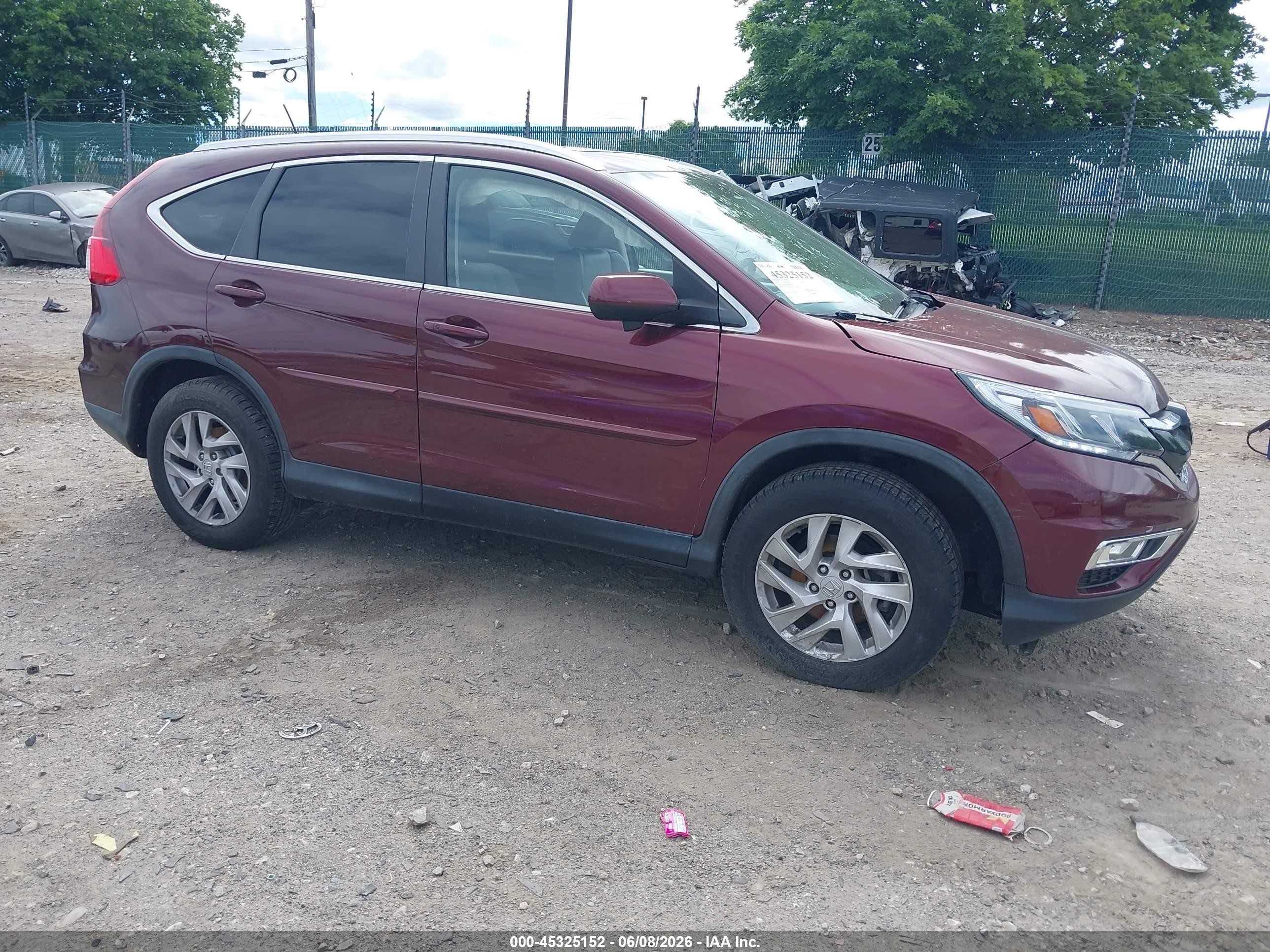 2015 Honda Cr-v Ex-l Burgundy vin: 2HKRM4H70FH609041