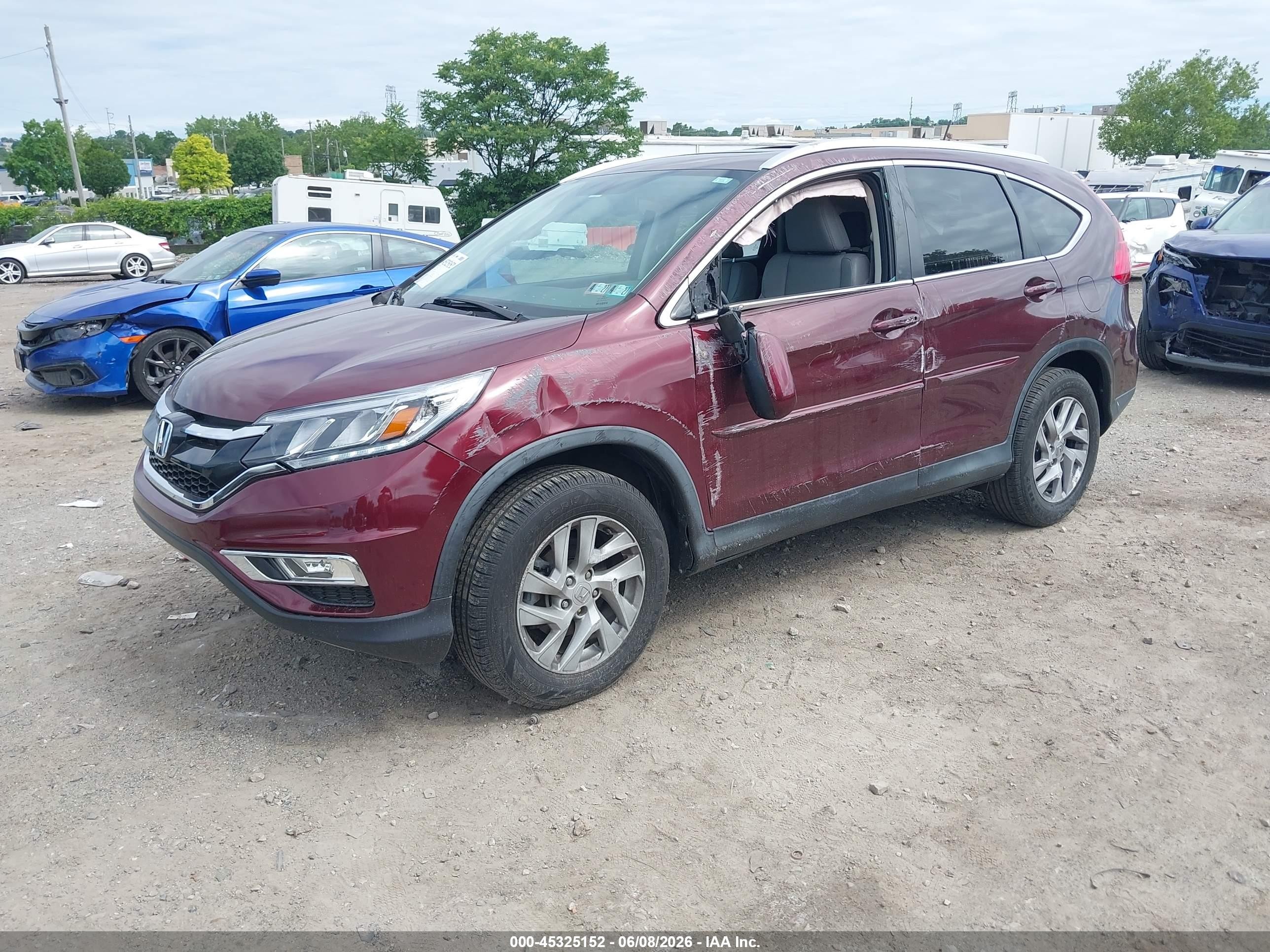 2015 Honda Cr-v Ex-l Burgundy vin: 2HKRM4H70FH609041