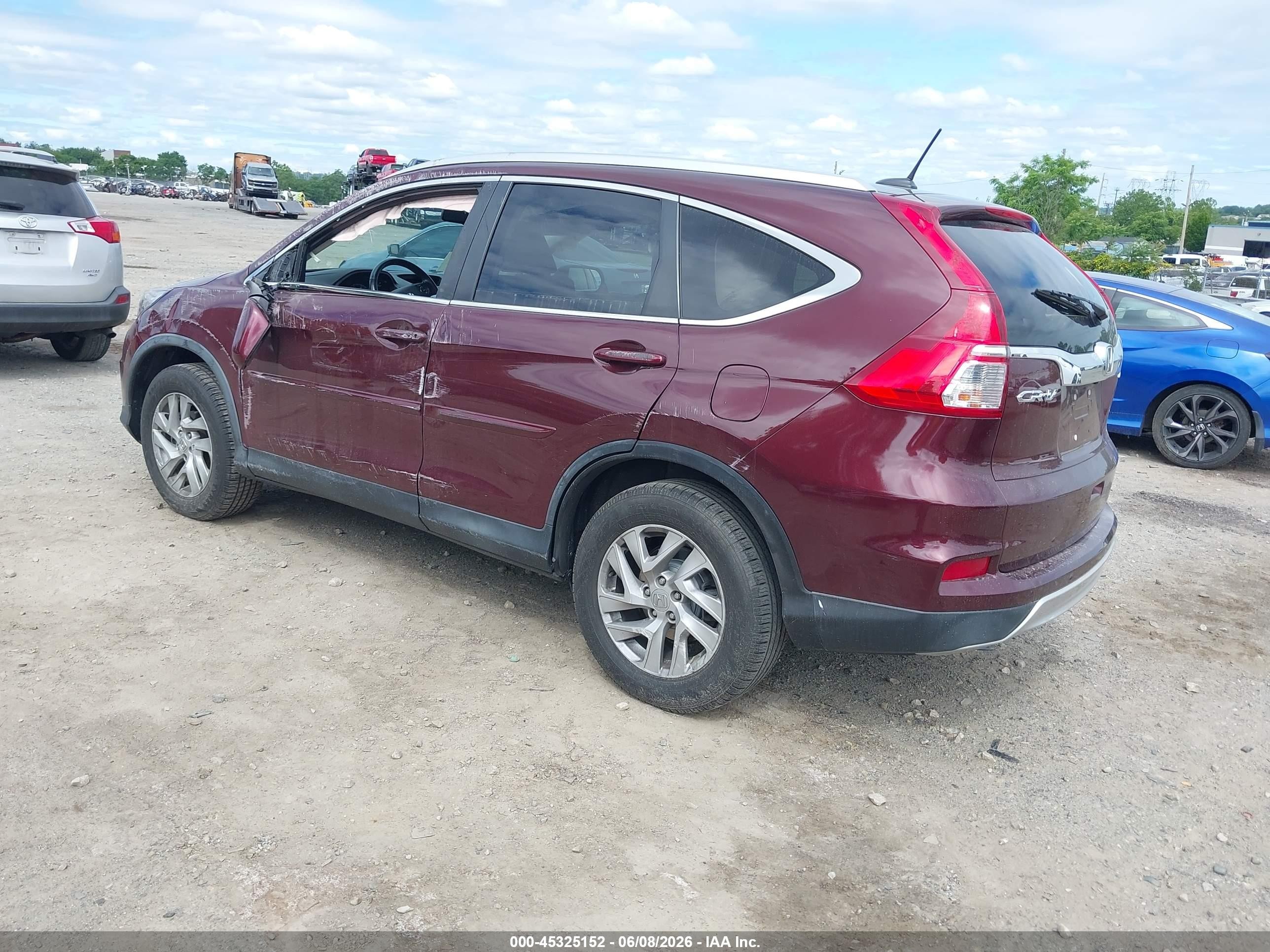 2015 Honda Cr-v Ex-l Burgundy vin: 2HKRM4H70FH609041
