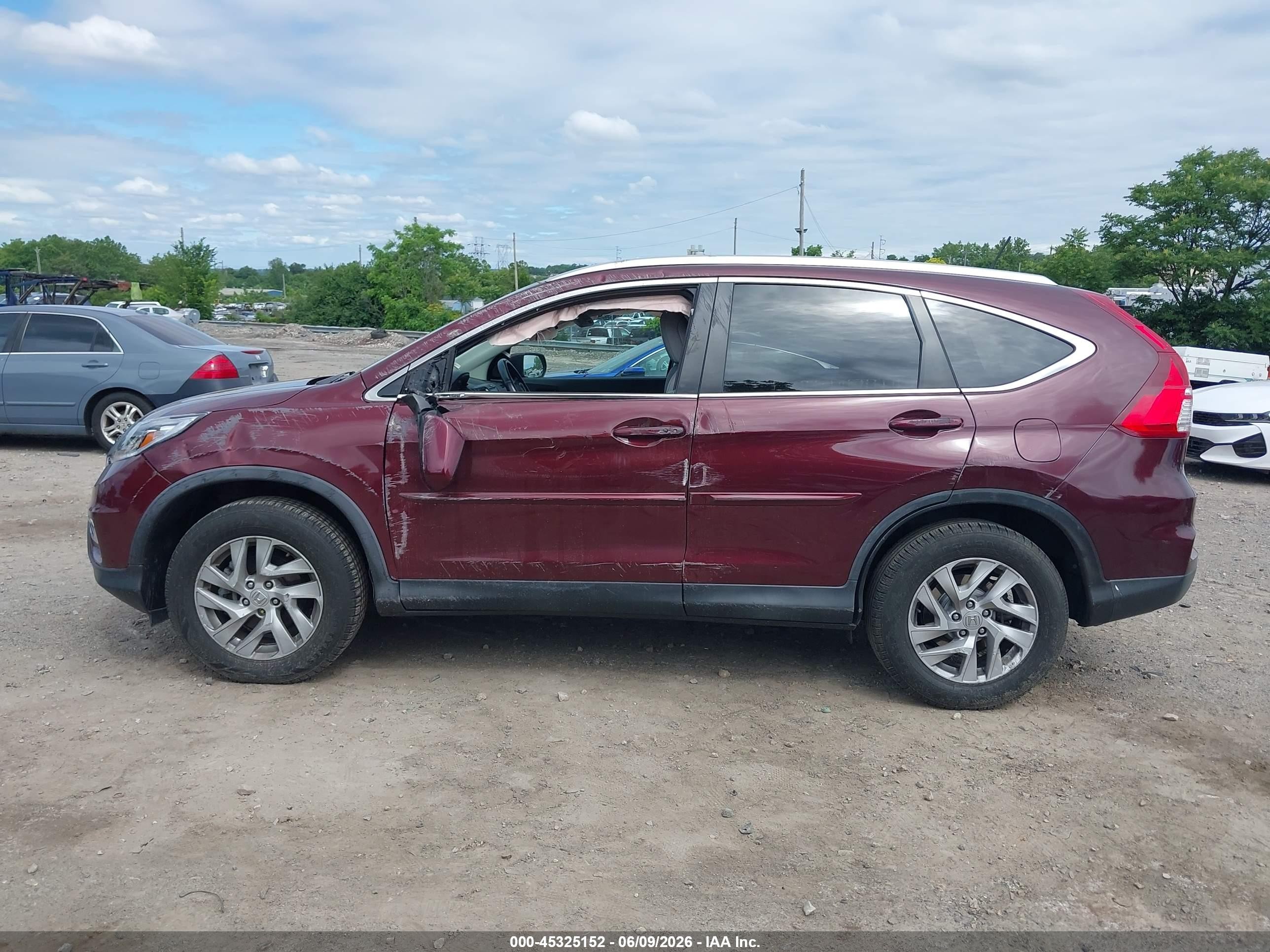 2015 Honda Cr-v Ex-l Burgundy vin: 2HKRM4H70FH609041