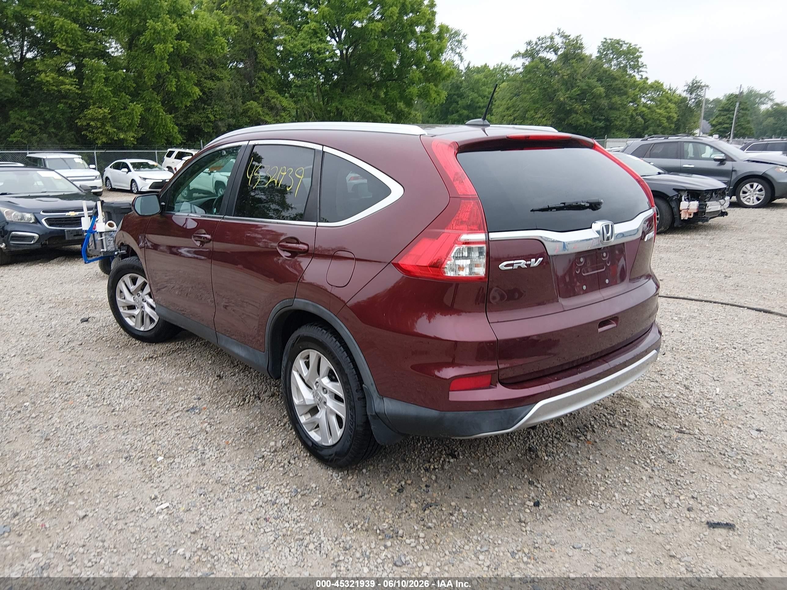 2015 Honda Cr-v Ex-l Red vin: 2HKRM4H70FH677677