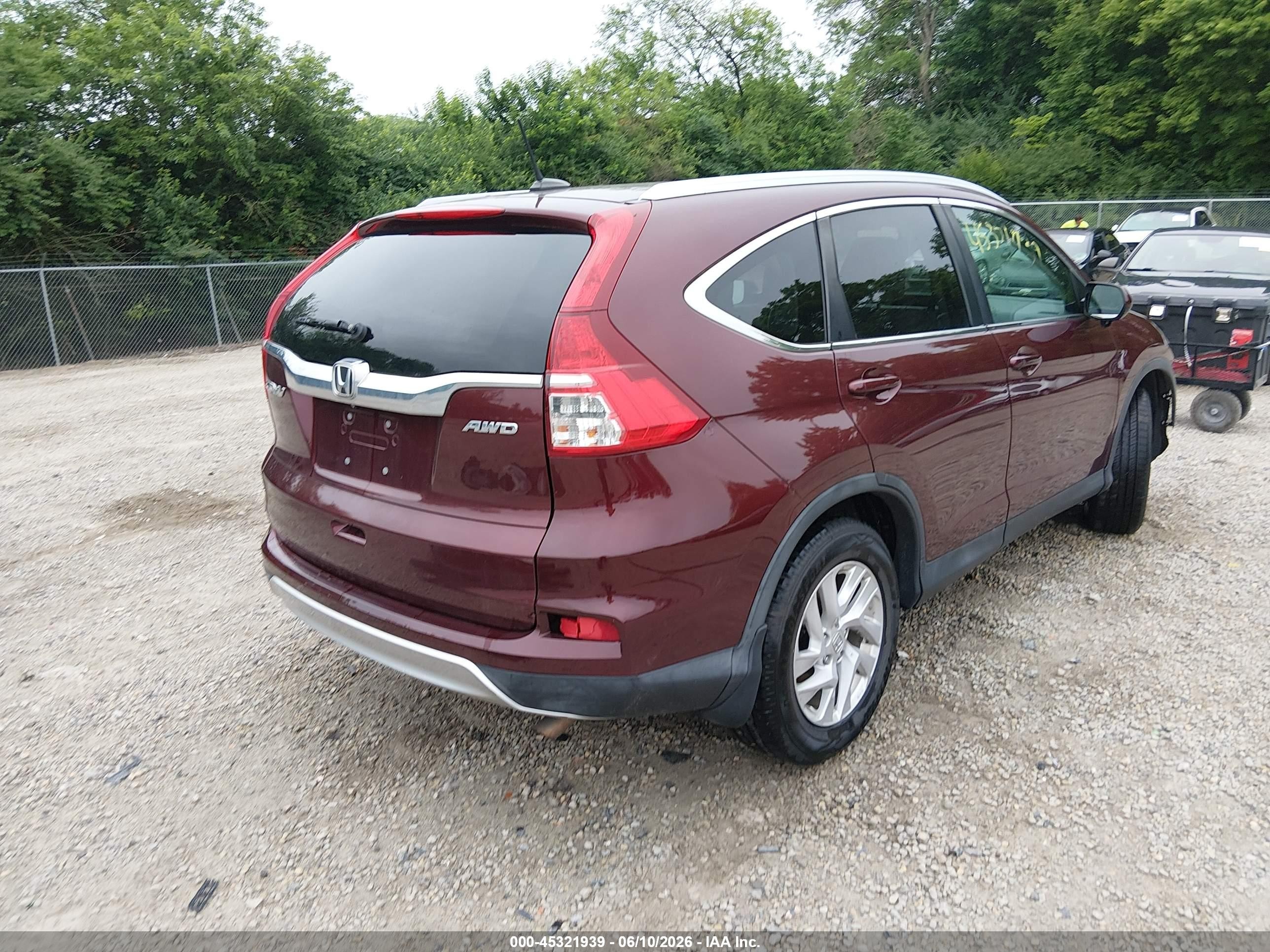 2015 Honda Cr-v Ex-l Red vin: 2HKRM4H70FH677677