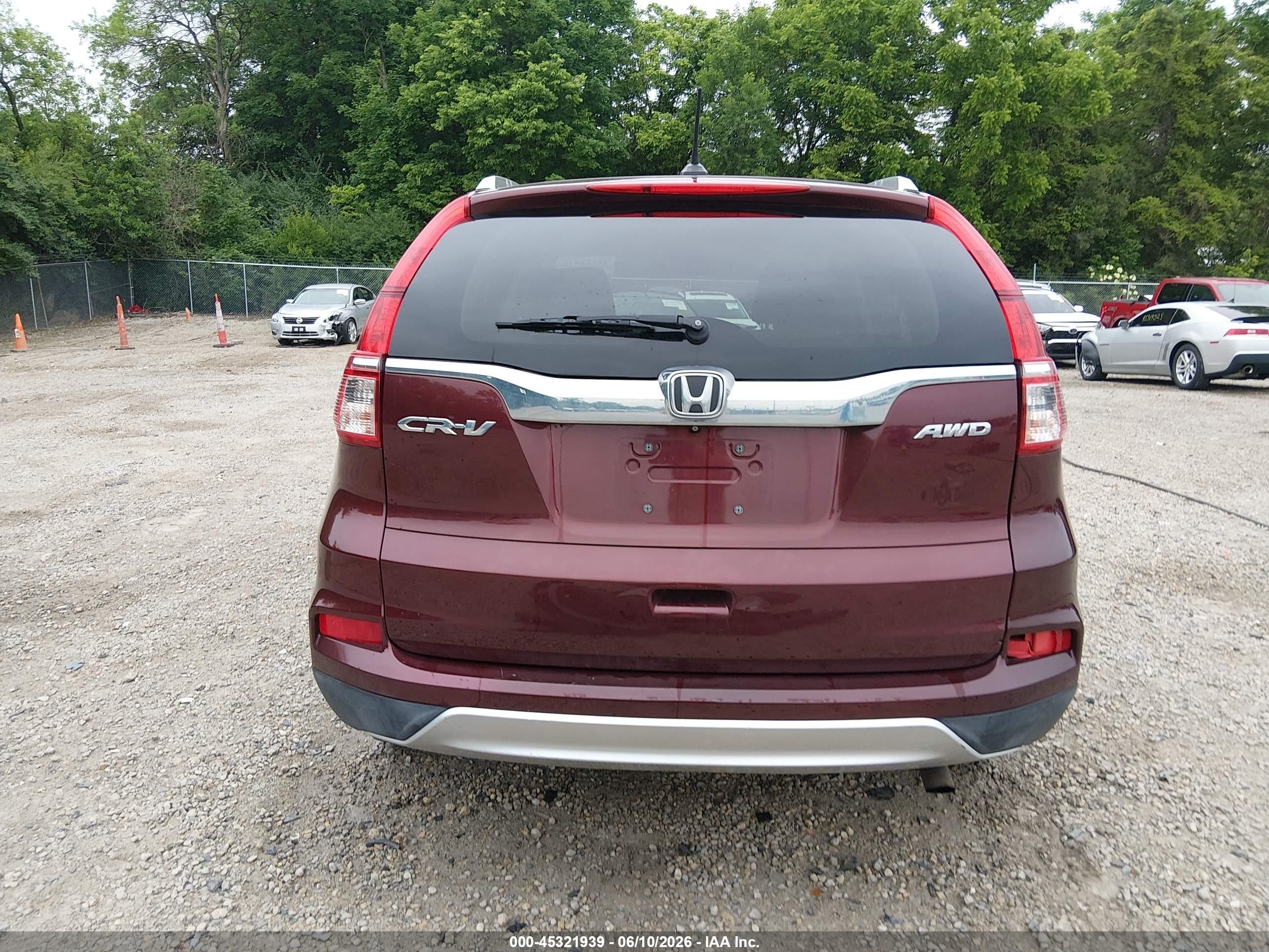 2015 Honda Cr-v Ex-l Red vin: 2HKRM4H70FH677677