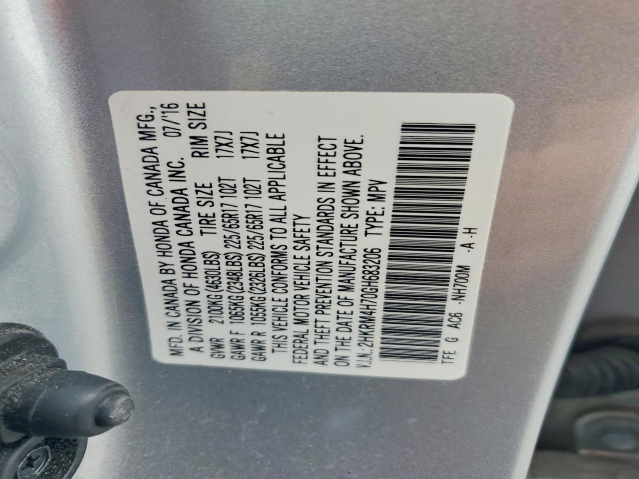 2016 Honda Cr-v Exl Silver vin: 2HKRM4H70GH683206