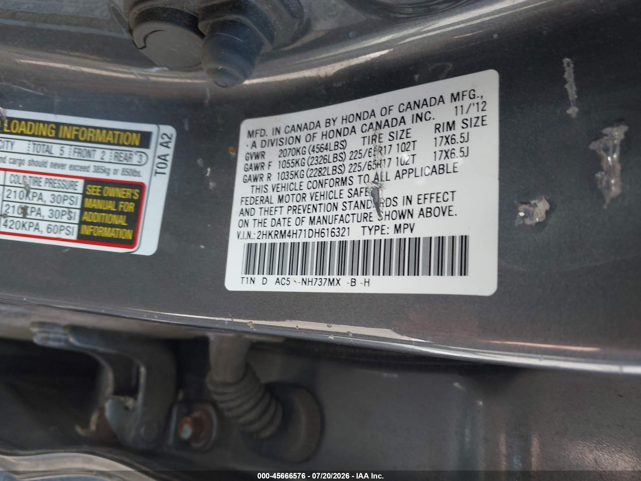 2013 Honda Cr-v Ex-l Gray vin: 2HKRM4H71DH616321