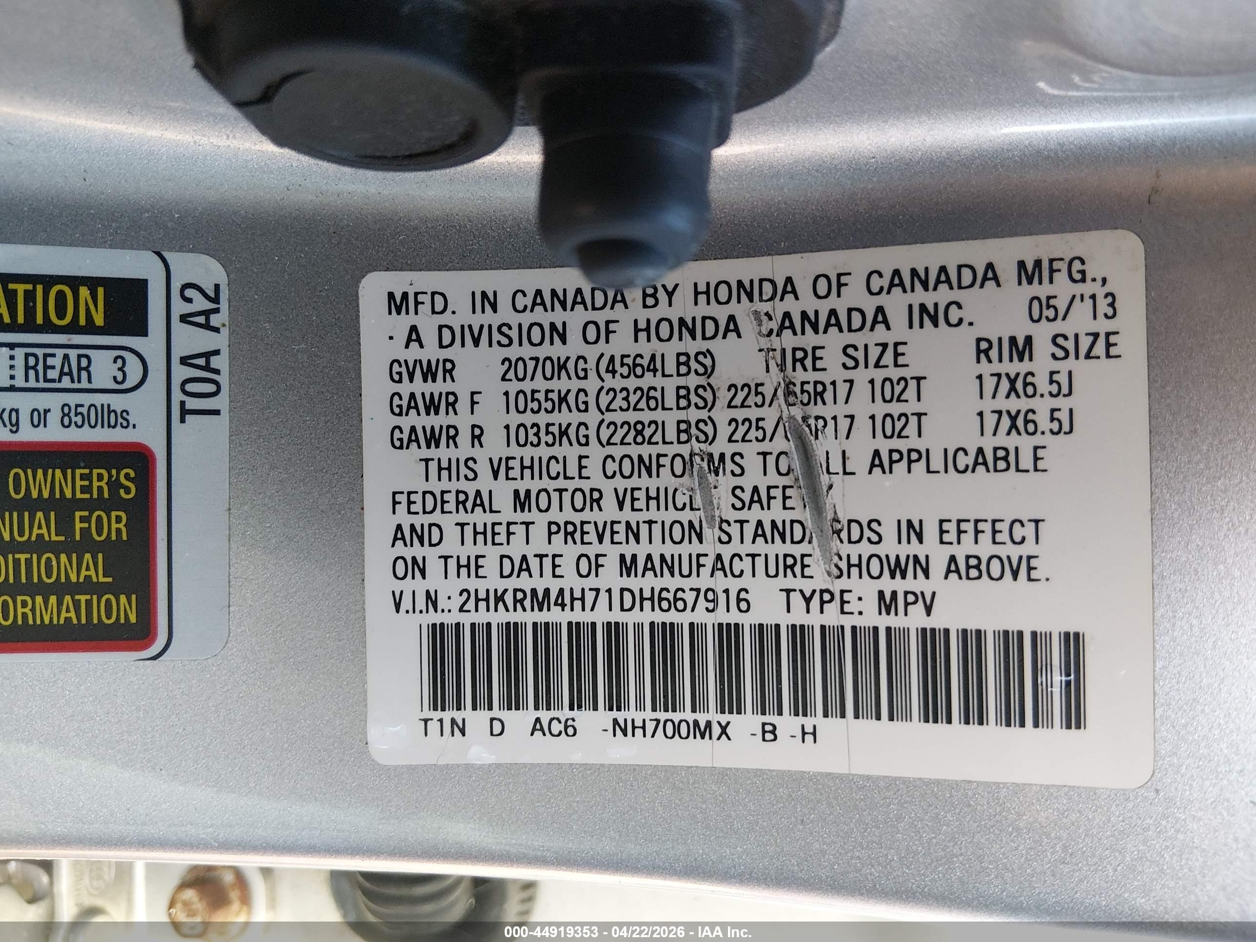 2013 Honda Cr-v Ex-l Silver vin: 2HKRM4H71DH667916
