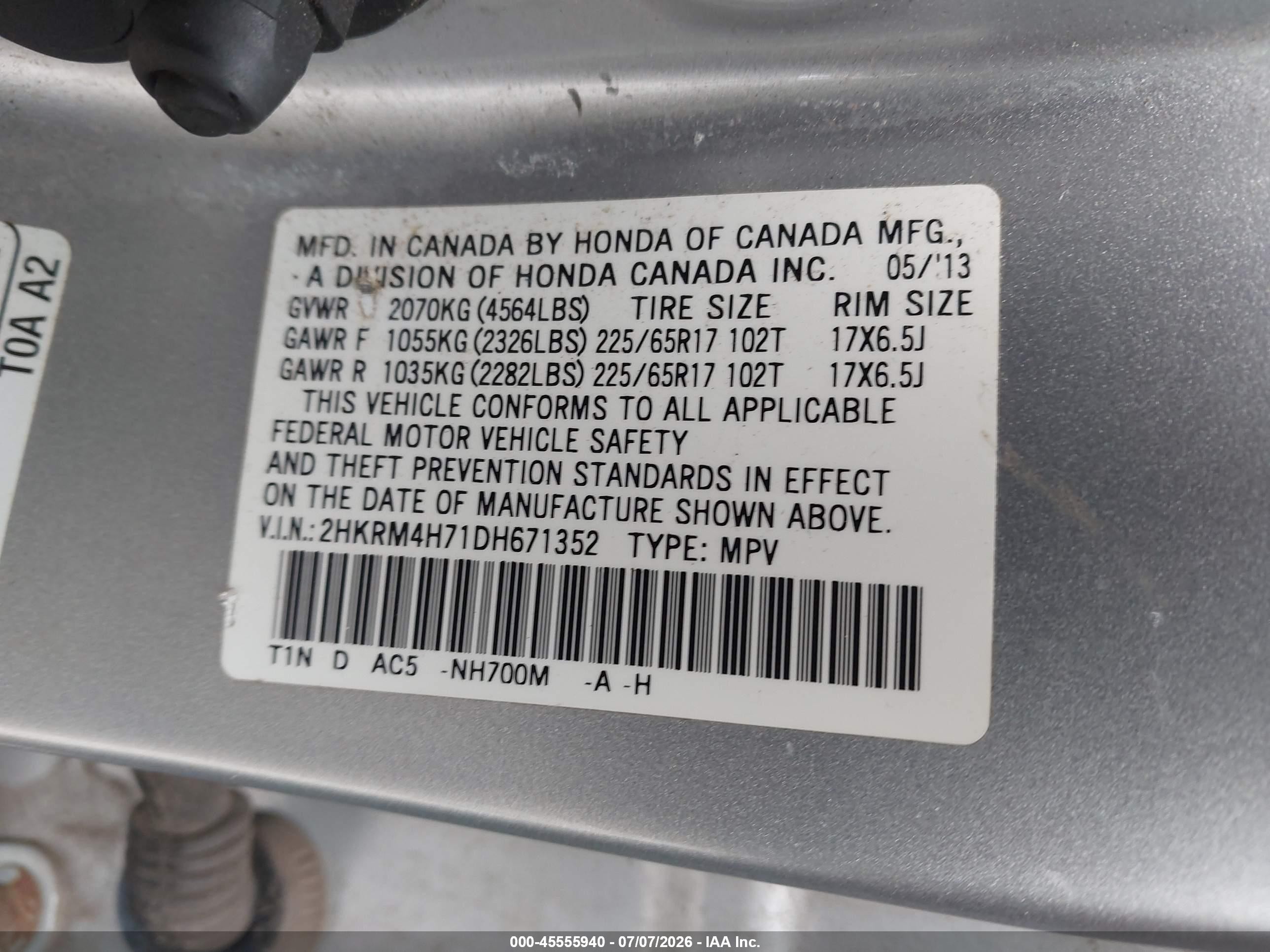 2013 Honda Cr-v Ex-l Silver vin: 2HKRM4H71DH671352