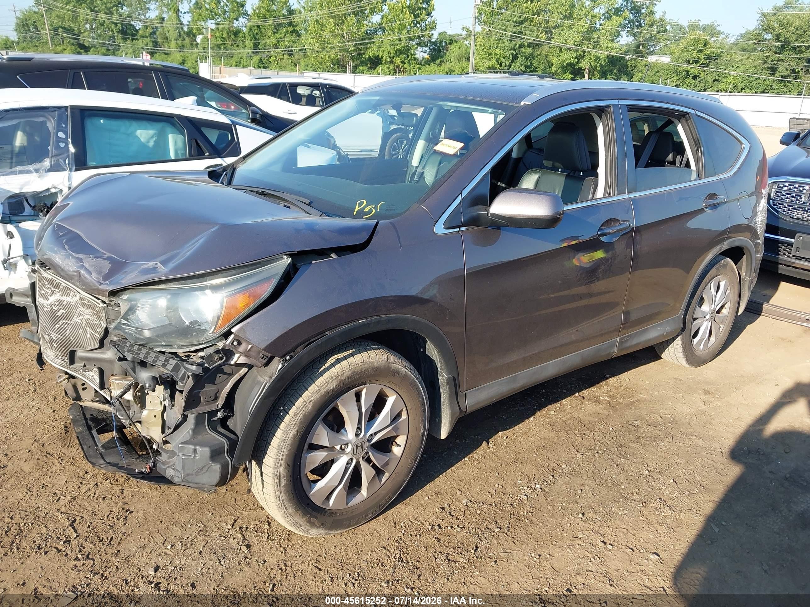 2014 Honda Cr-v Ex-l Gray vin: 2HKRM4H71EH668971