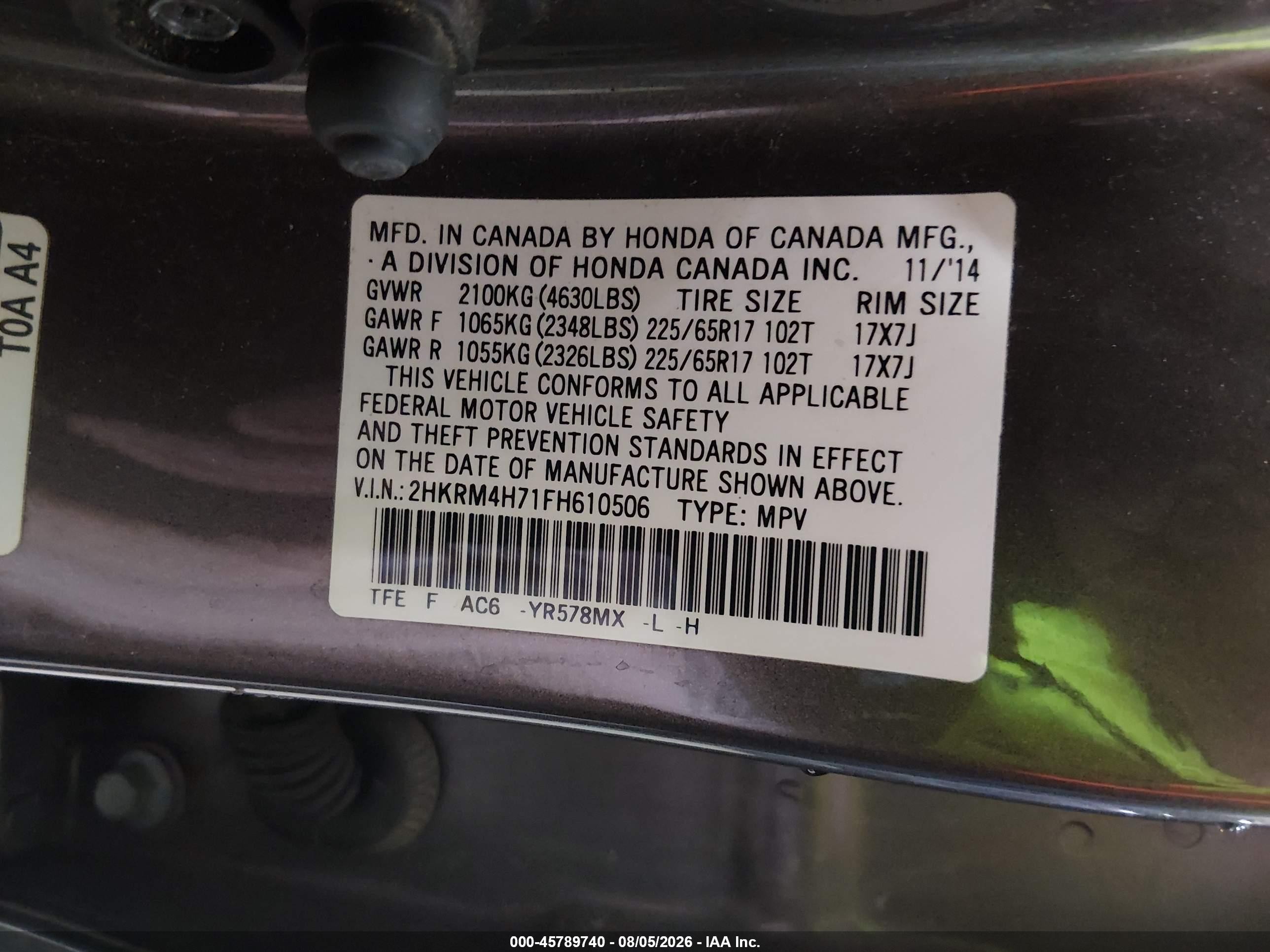 2015 Honda Cr-v Ex-l Brown vin: 2HKRM4H71FH610506