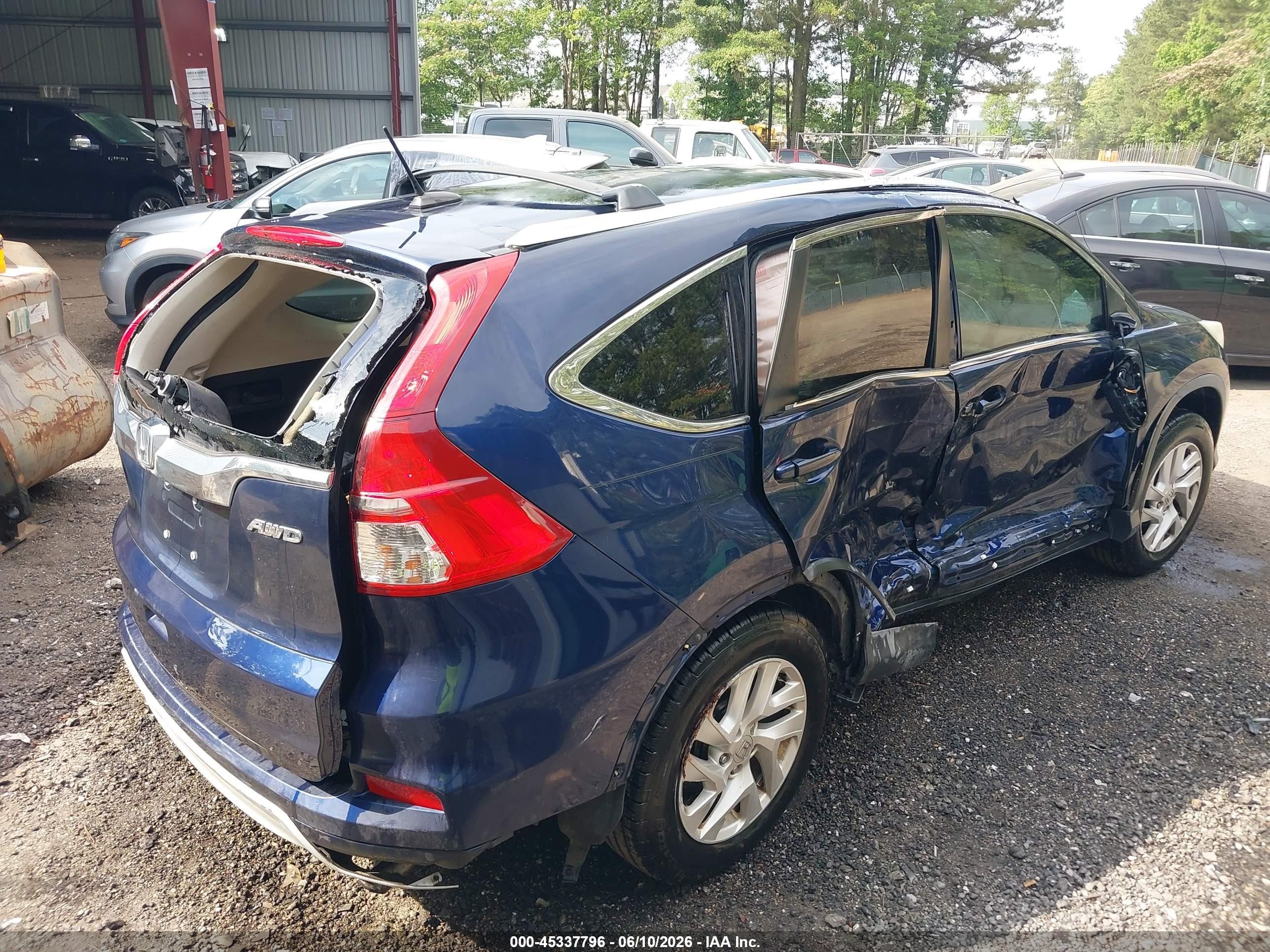 2015 Honda Cr-v Ex-l Blue vin: 2HKRM4H71FH656059