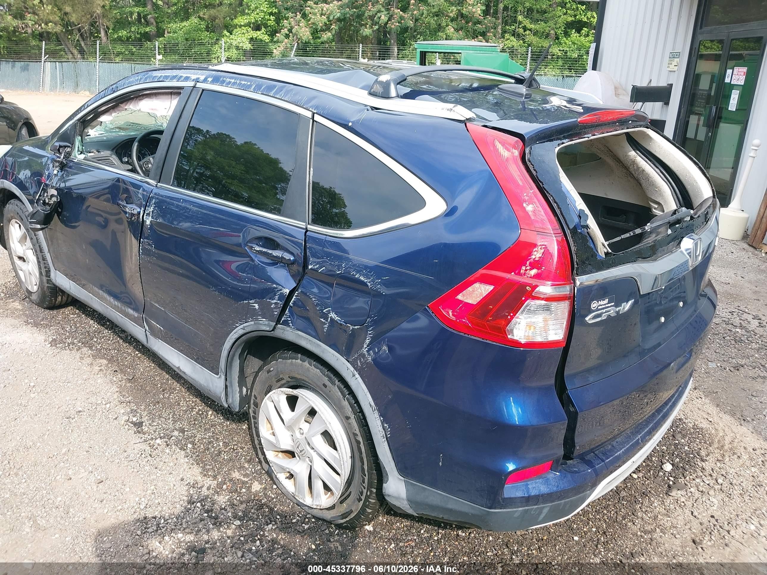 2015 Honda Cr-v Ex-l Blue vin: 2HKRM4H71FH656059