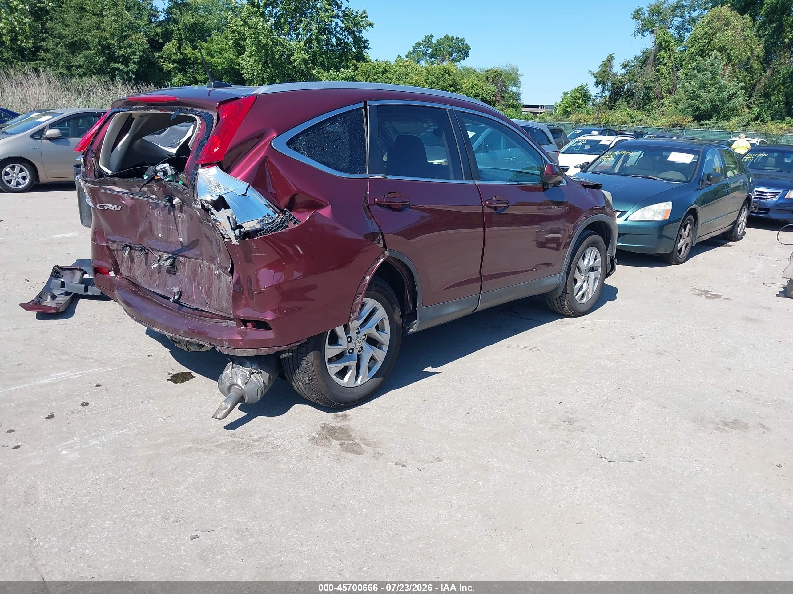 2015 Honda Cr-v Ex-l Maroon vin: 2HKRM4H71FH691622